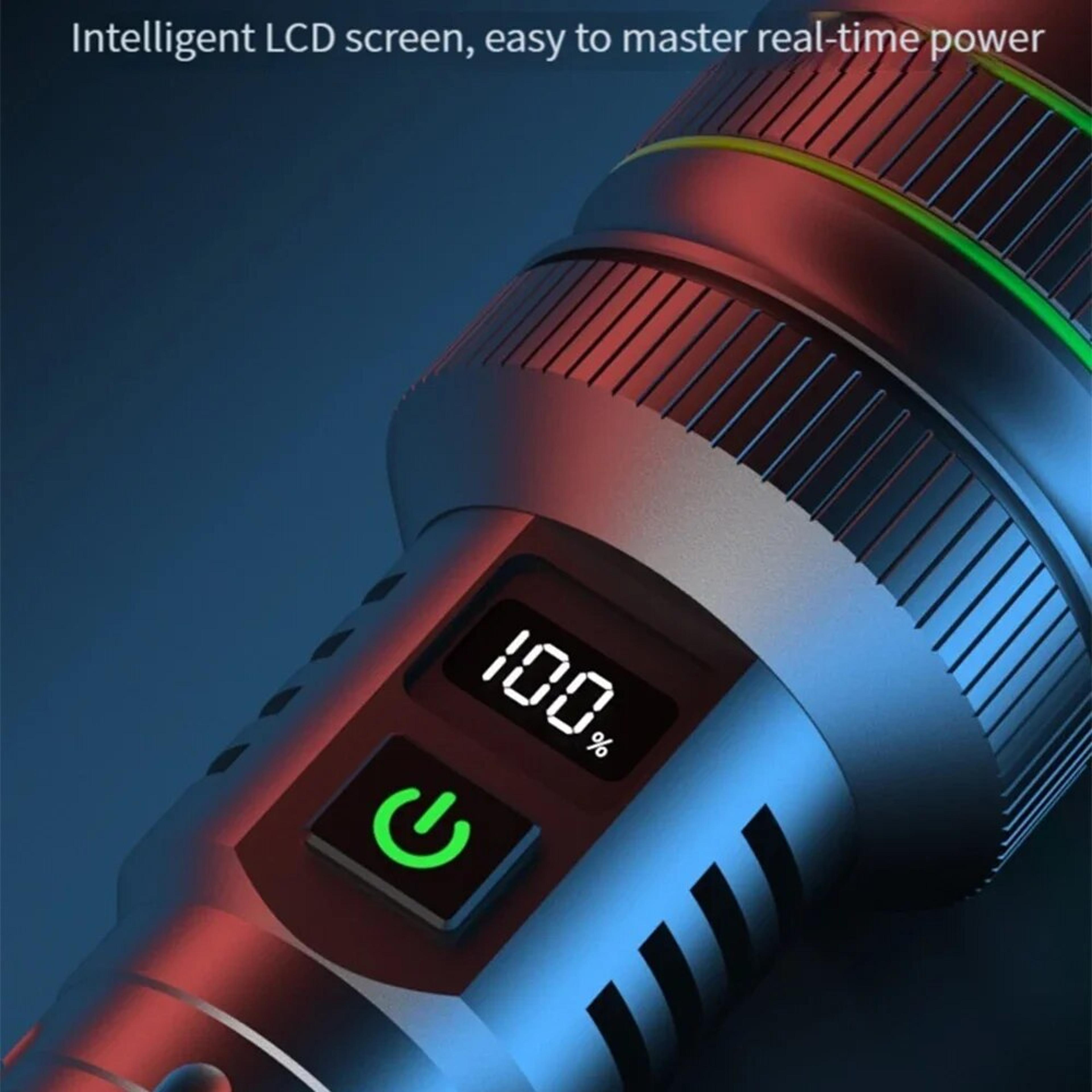 high power tactical led flashlight with zoom, built in 26650 battery ideal for outdoor adventures