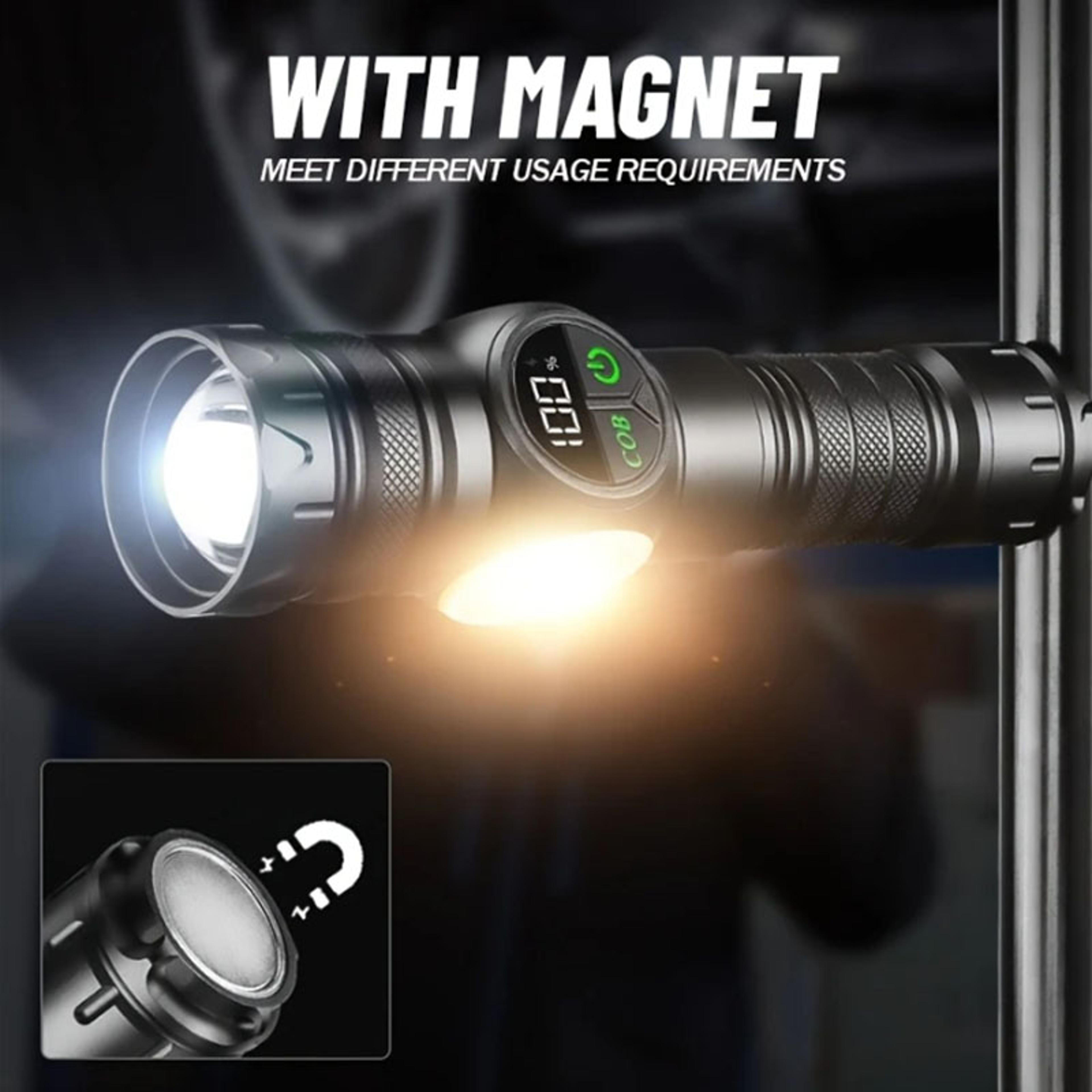 usb rechargeable led flashlight with lighting modes & magnet perfect for hiking