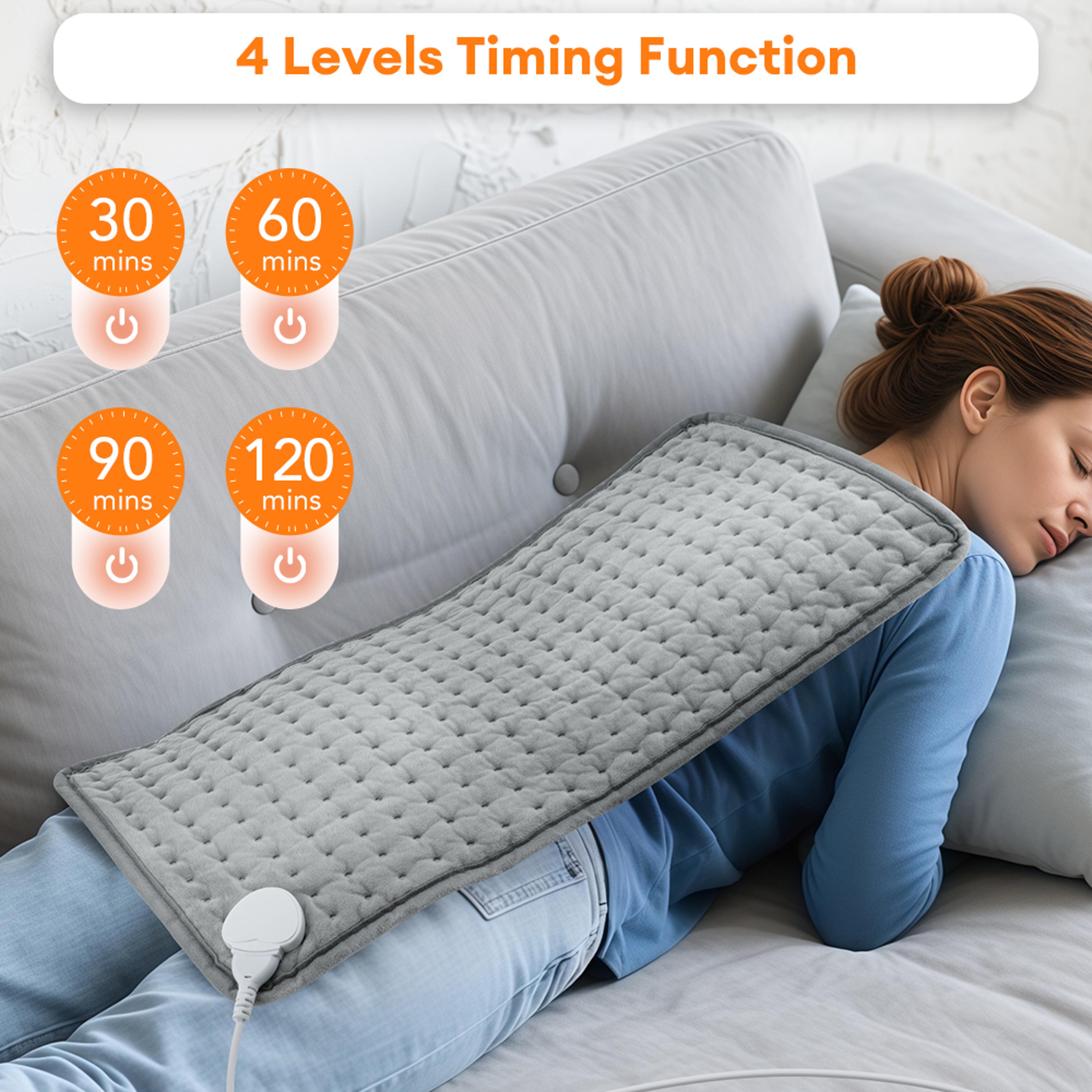 electric heating pad blanket for abdomen, shoulder & legs level adjustable heat with timer, washable & comfortable