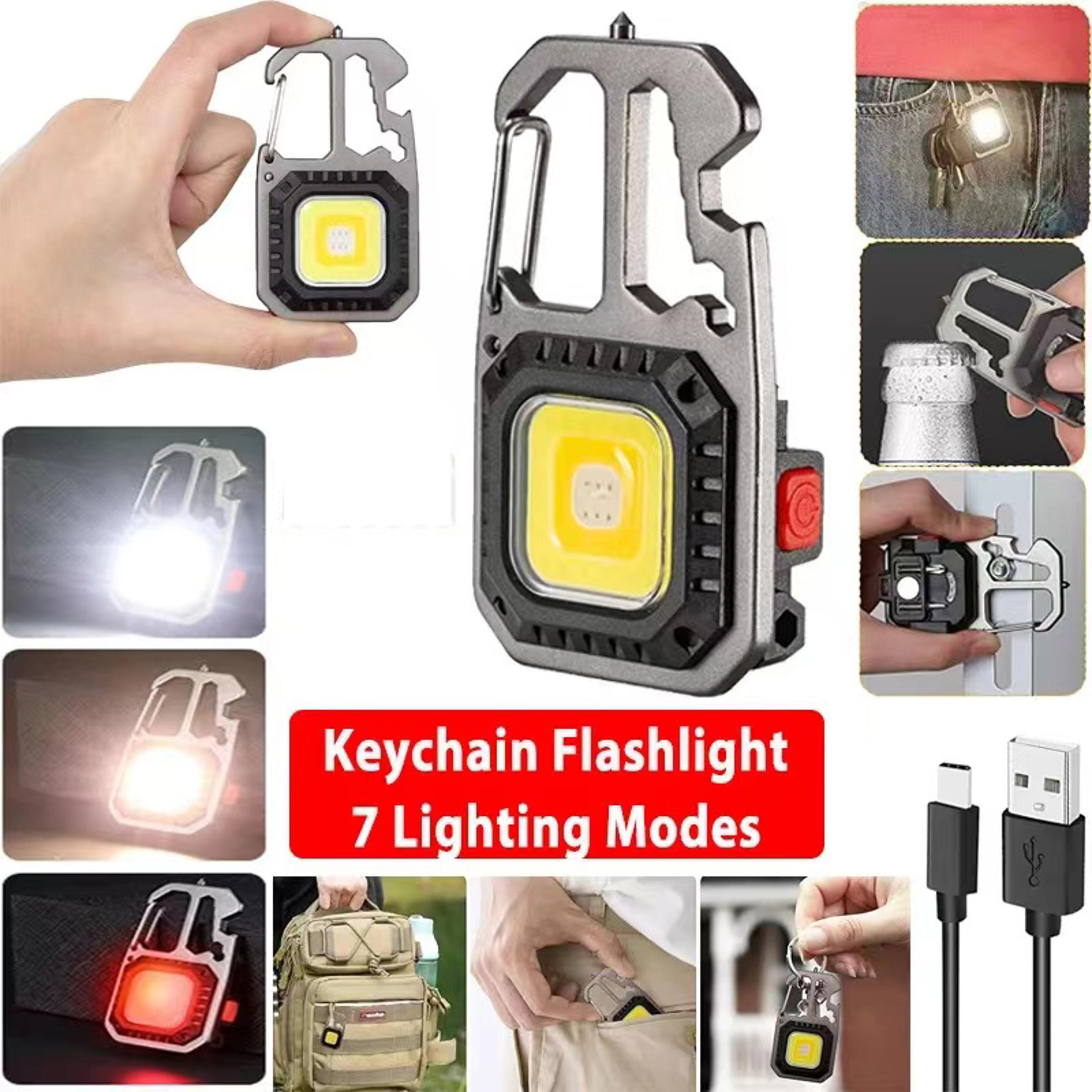 multifunction keychain flashlight with lighting modes portable & rechargeable for outdoor, camping & emergency use