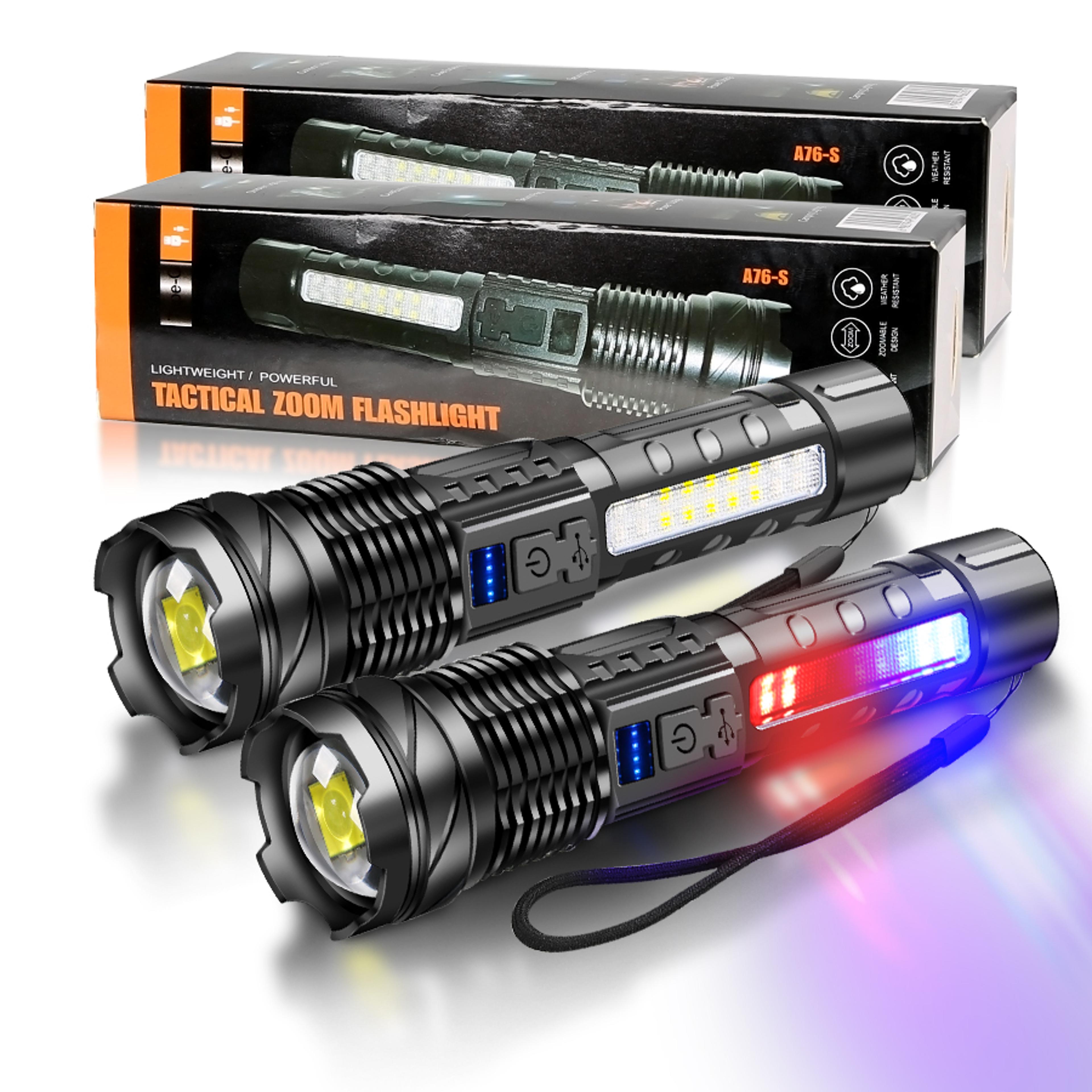 led flashlight rechargeable torch high power tactical zoom light for outdoor camping & long-range use