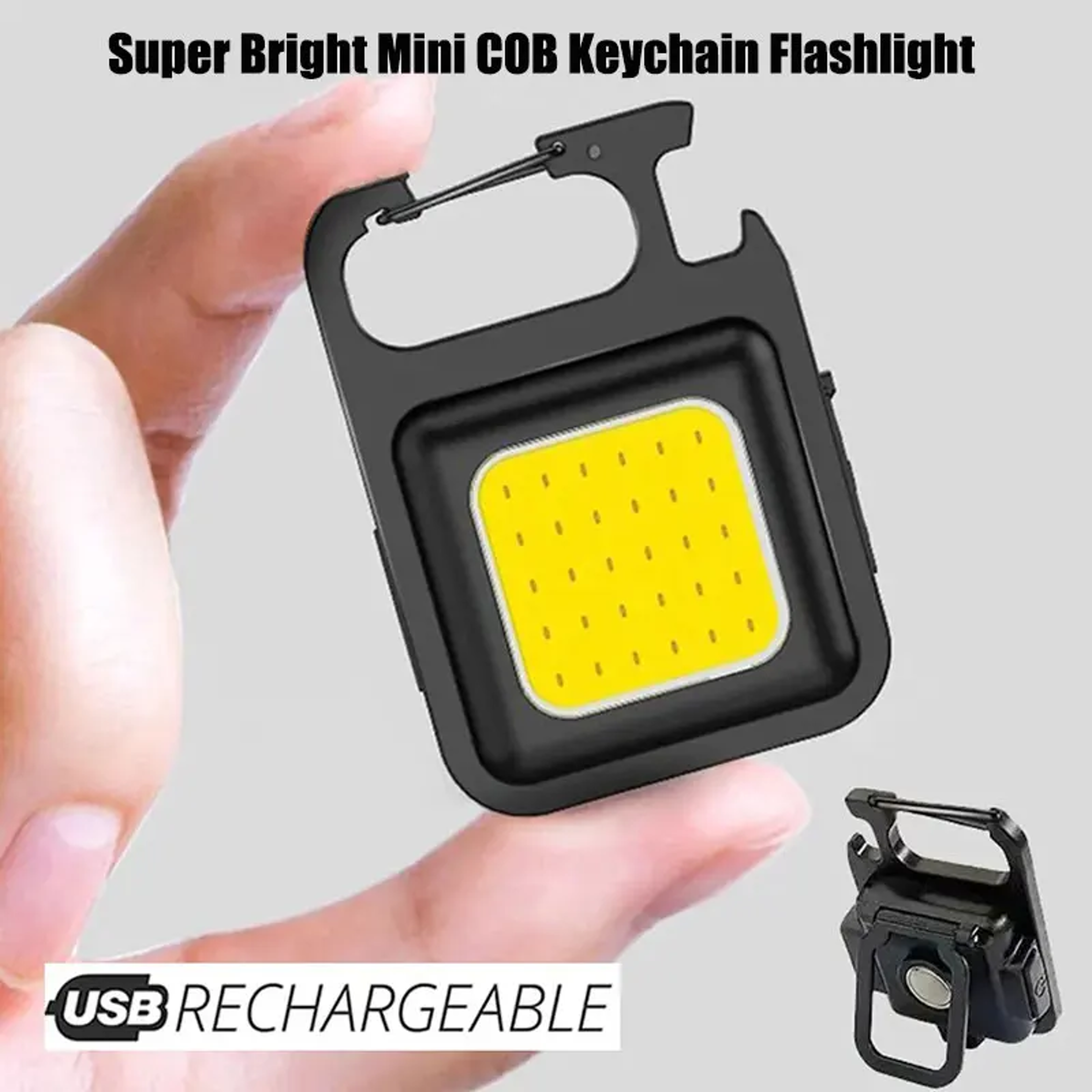 cob led mini flashlight keychain light super bright edc outdoor lamp with tail magnet & corkscrew for camping