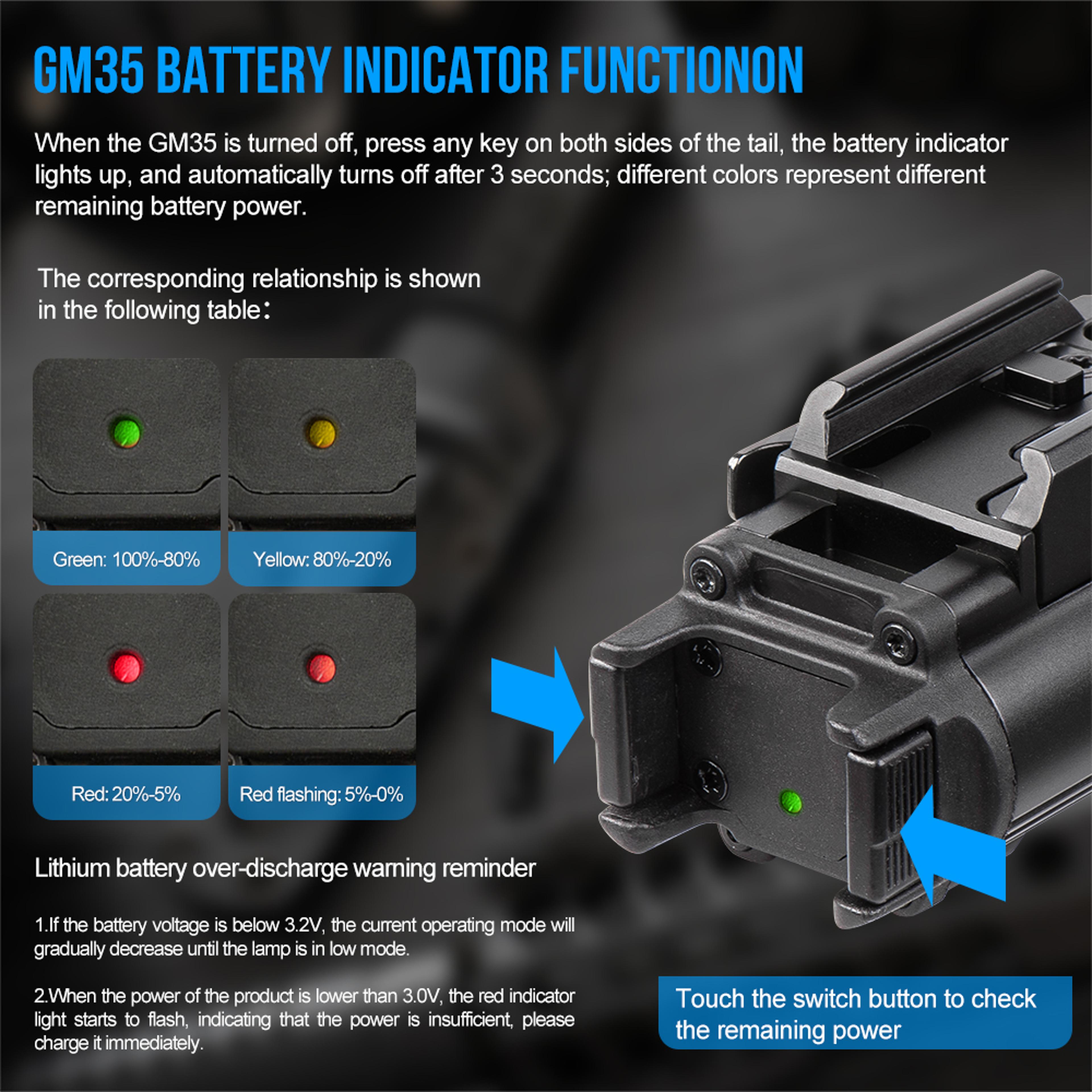 tactical led flashlight lumens, usb rechargeable, quick release for handgun rails