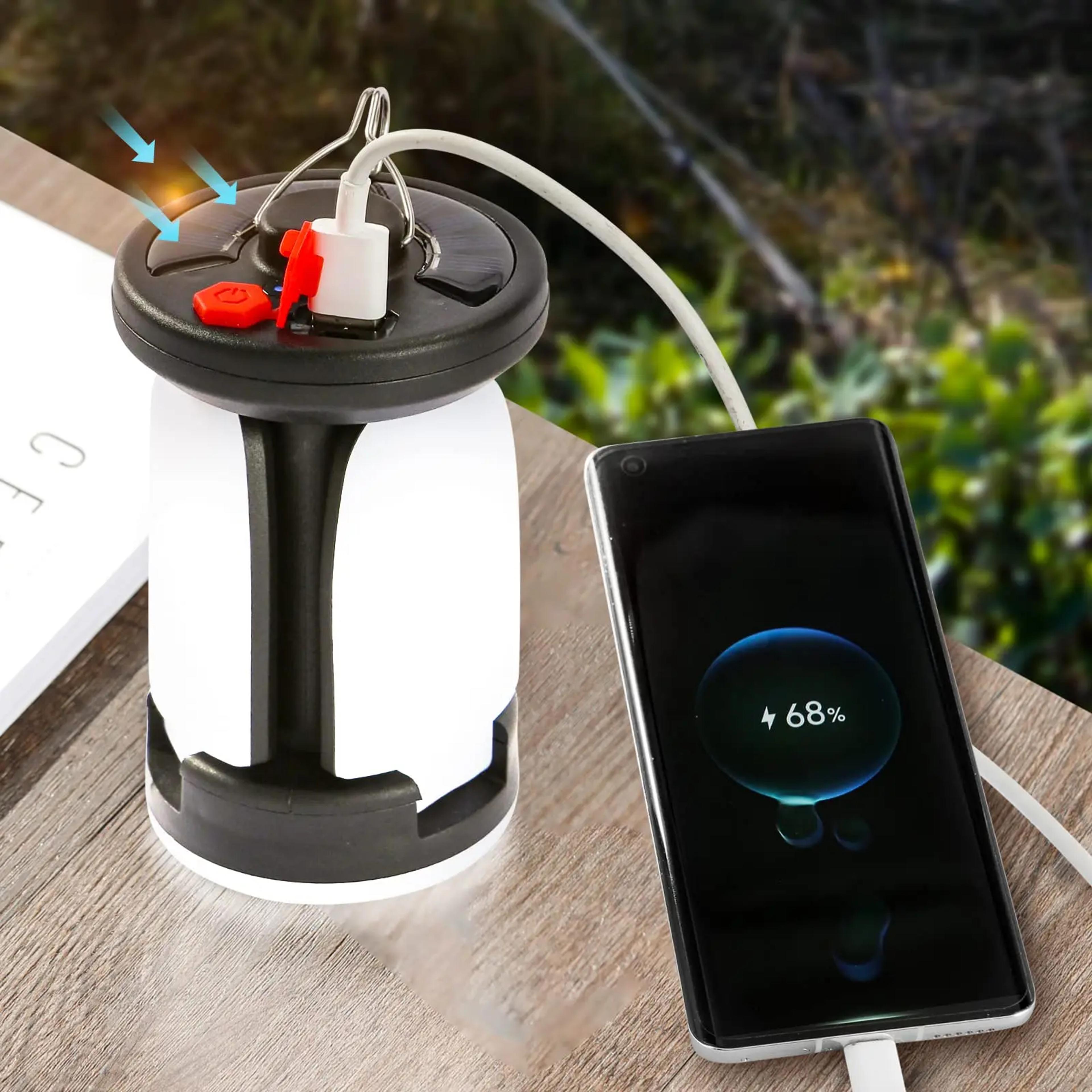 high power solar led camping lantern rechargeable, emergency power bank with light modes for camping