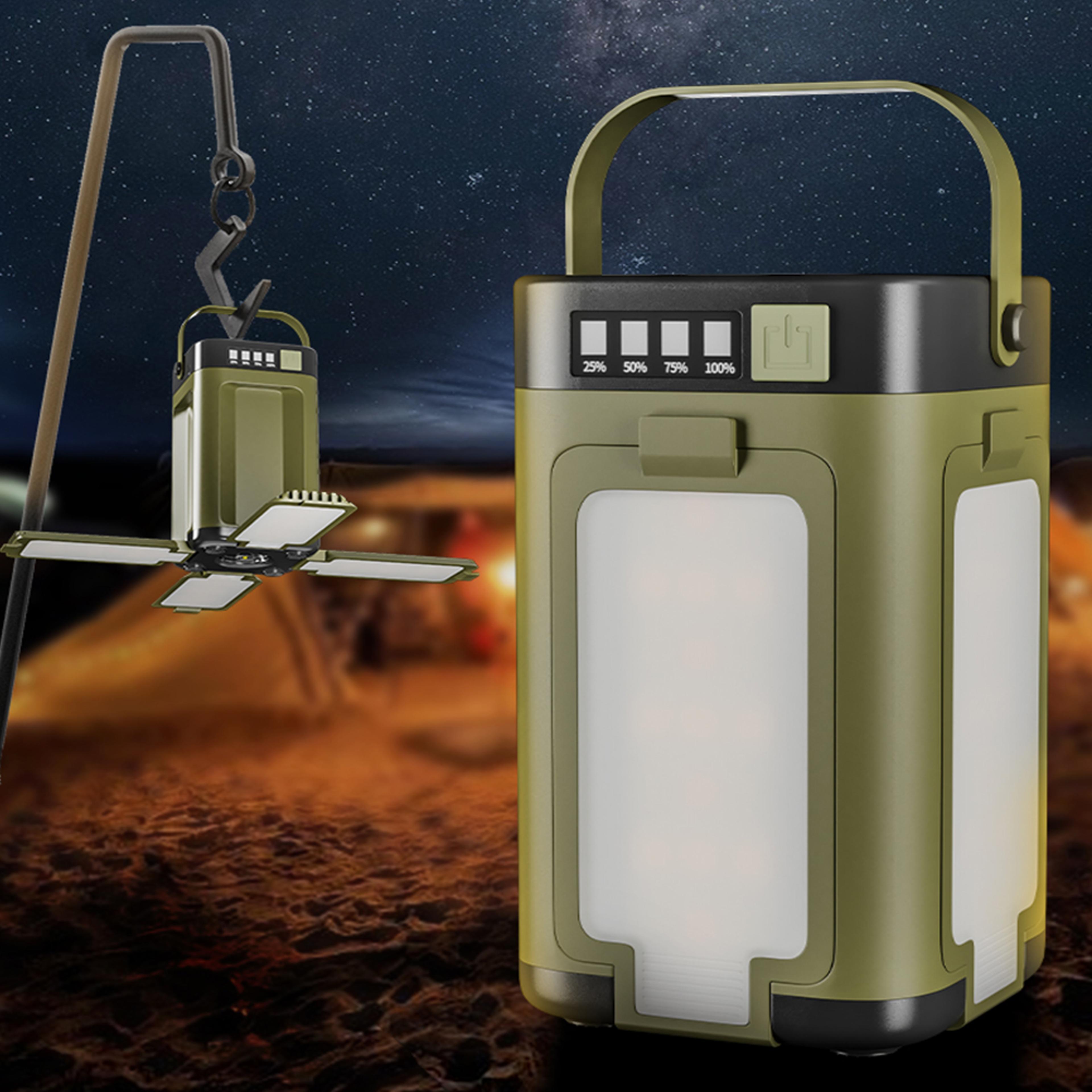 rechargeable solar lantern power bank led tent light for camping, hiking, fishing