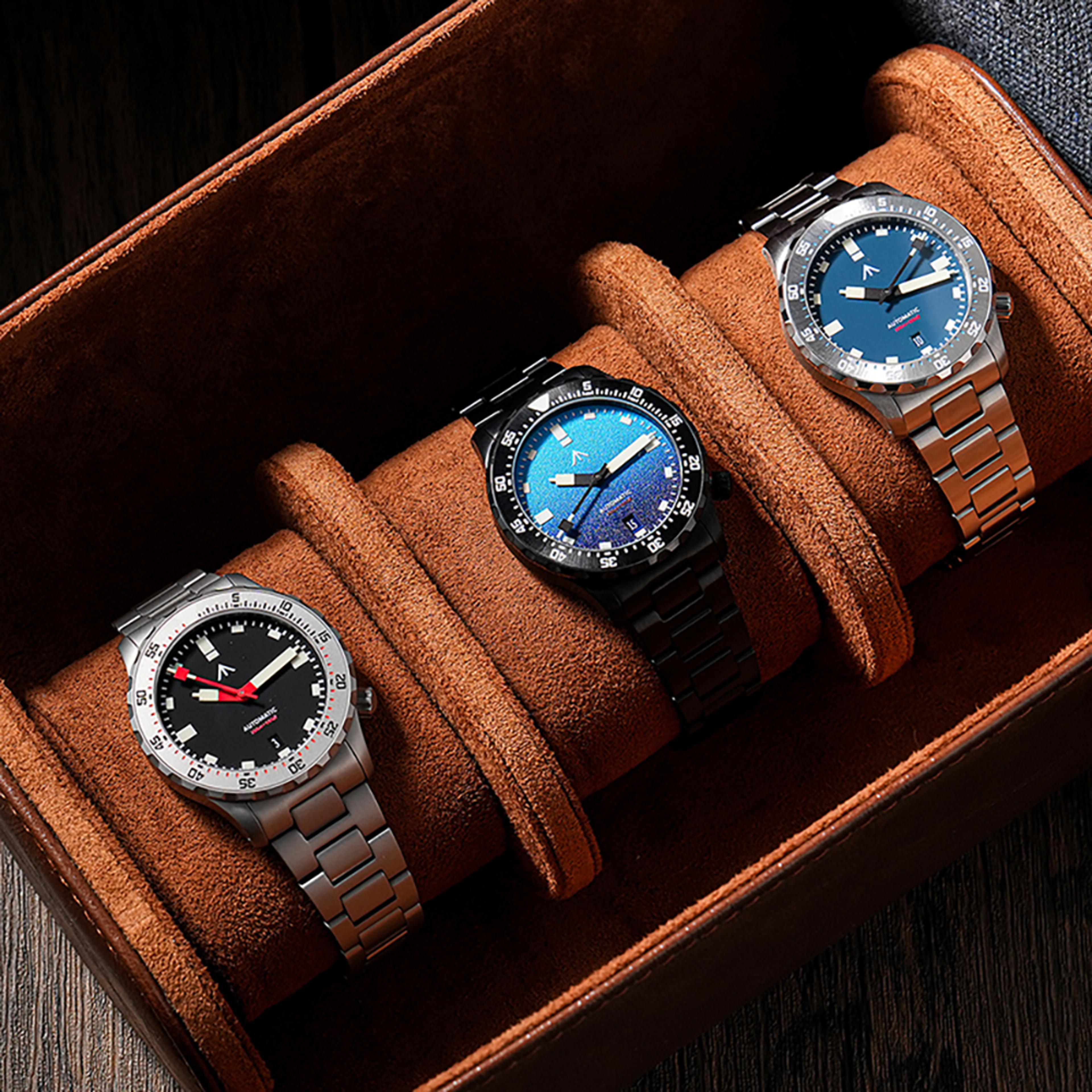 luxury automatic mechanical watch with sapphire pvd waterproof design, luminous dial