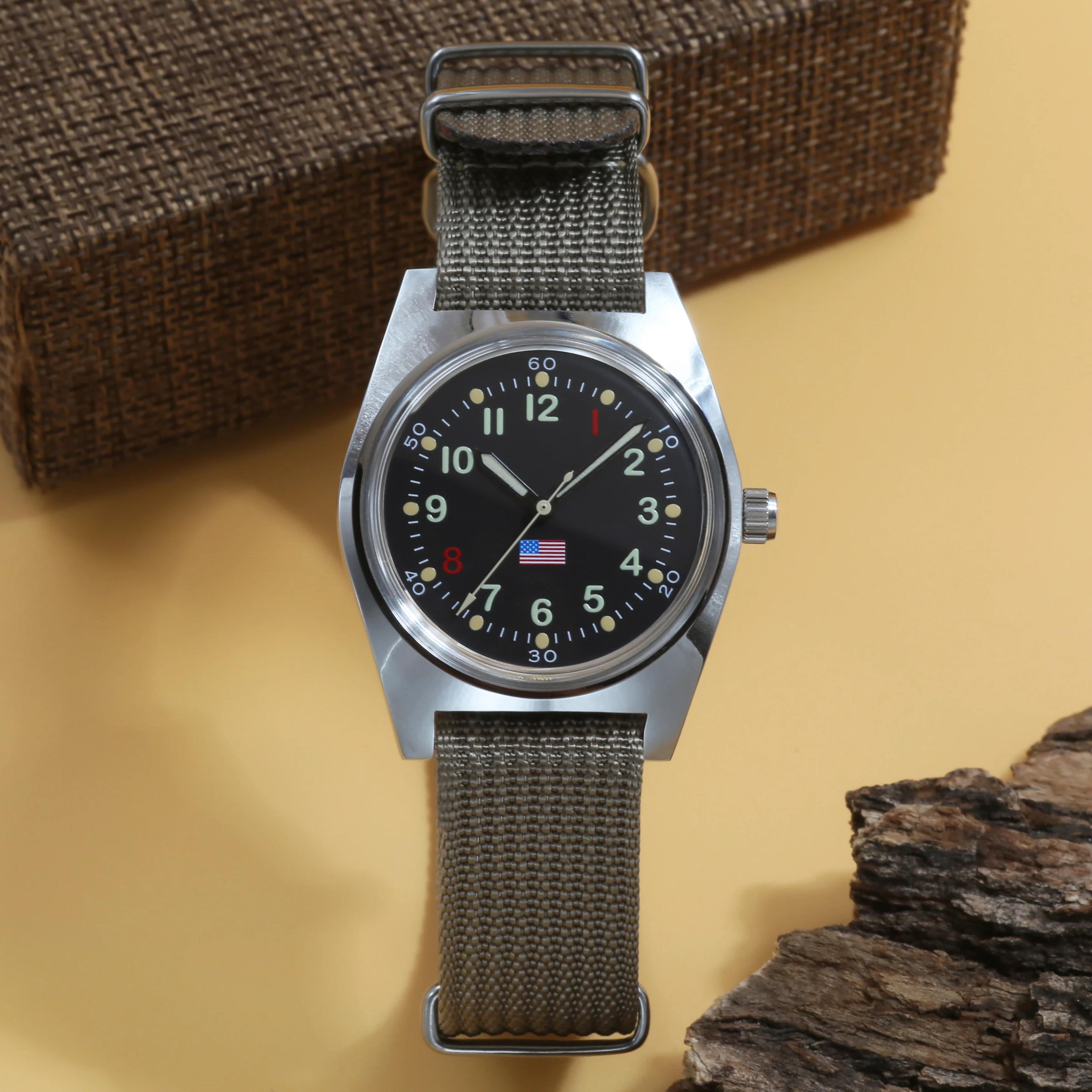 phantom men retro mechanical watch stainless steel, waterproof, military design manual movement