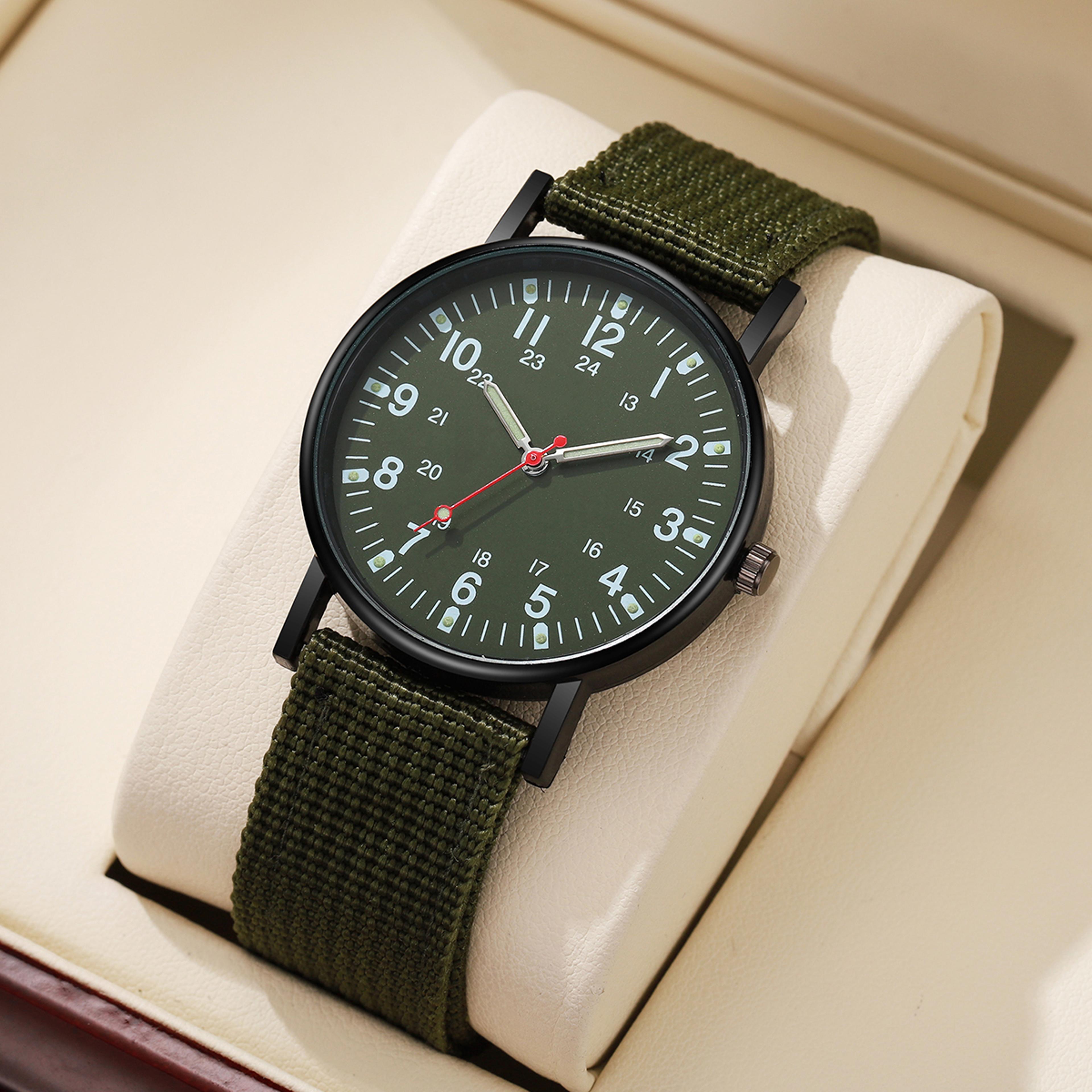 casual nylon band men's sports watch military analog quartz wristwatch