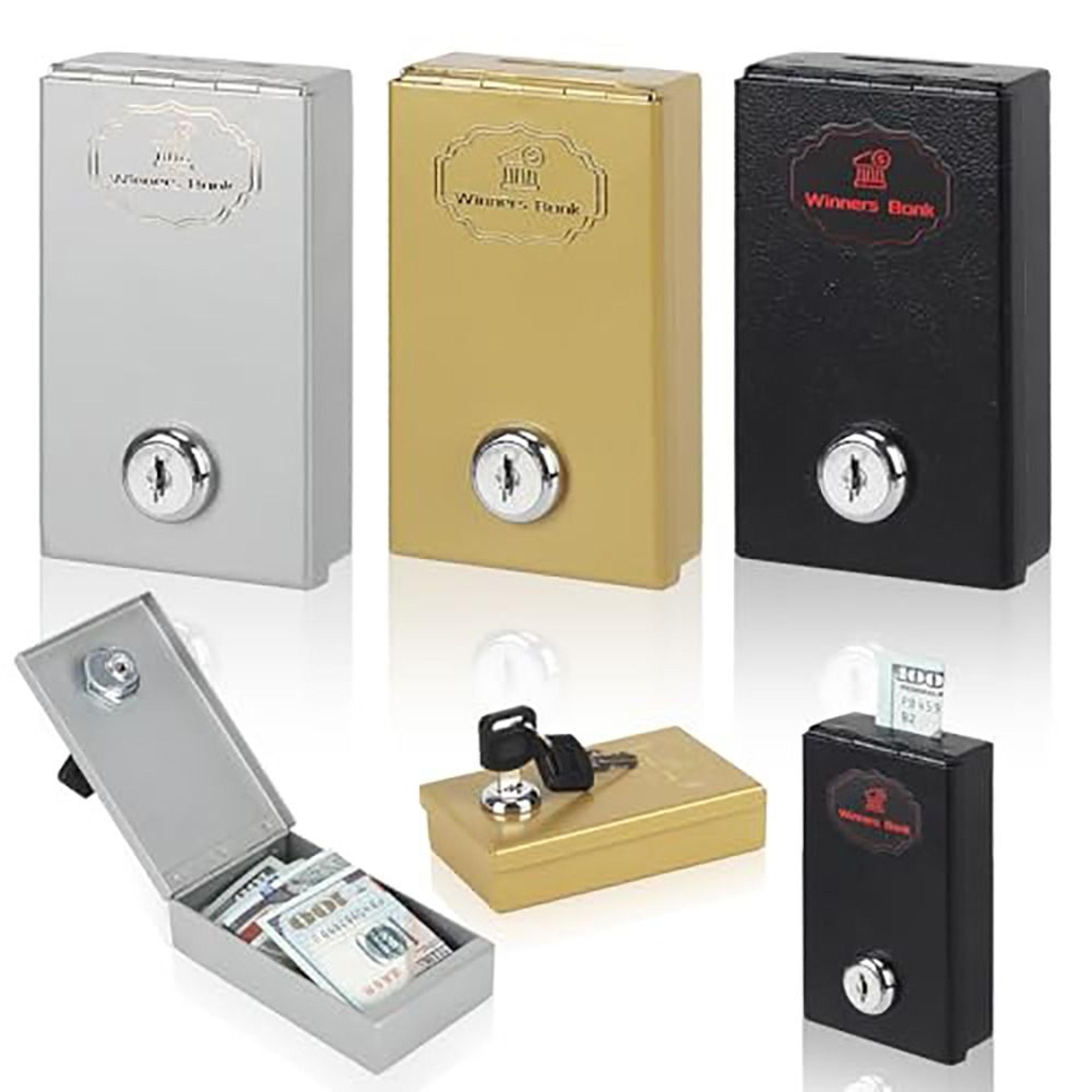 mini metal cash box with key compact money safe, reusable lock box for personal use