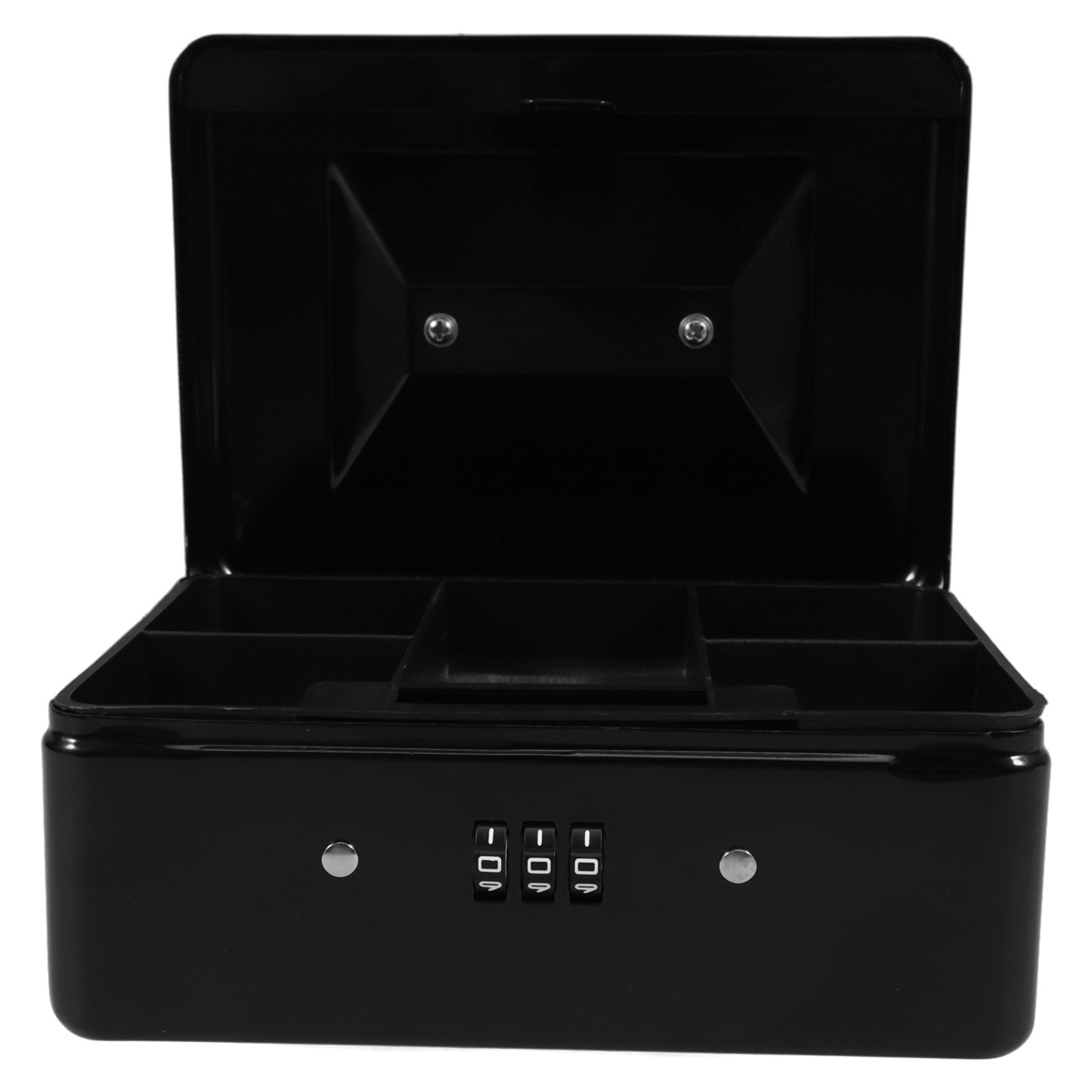 heavy duty iron safe with password lock and removable tray large capacity money box for home, office, and hotel storage