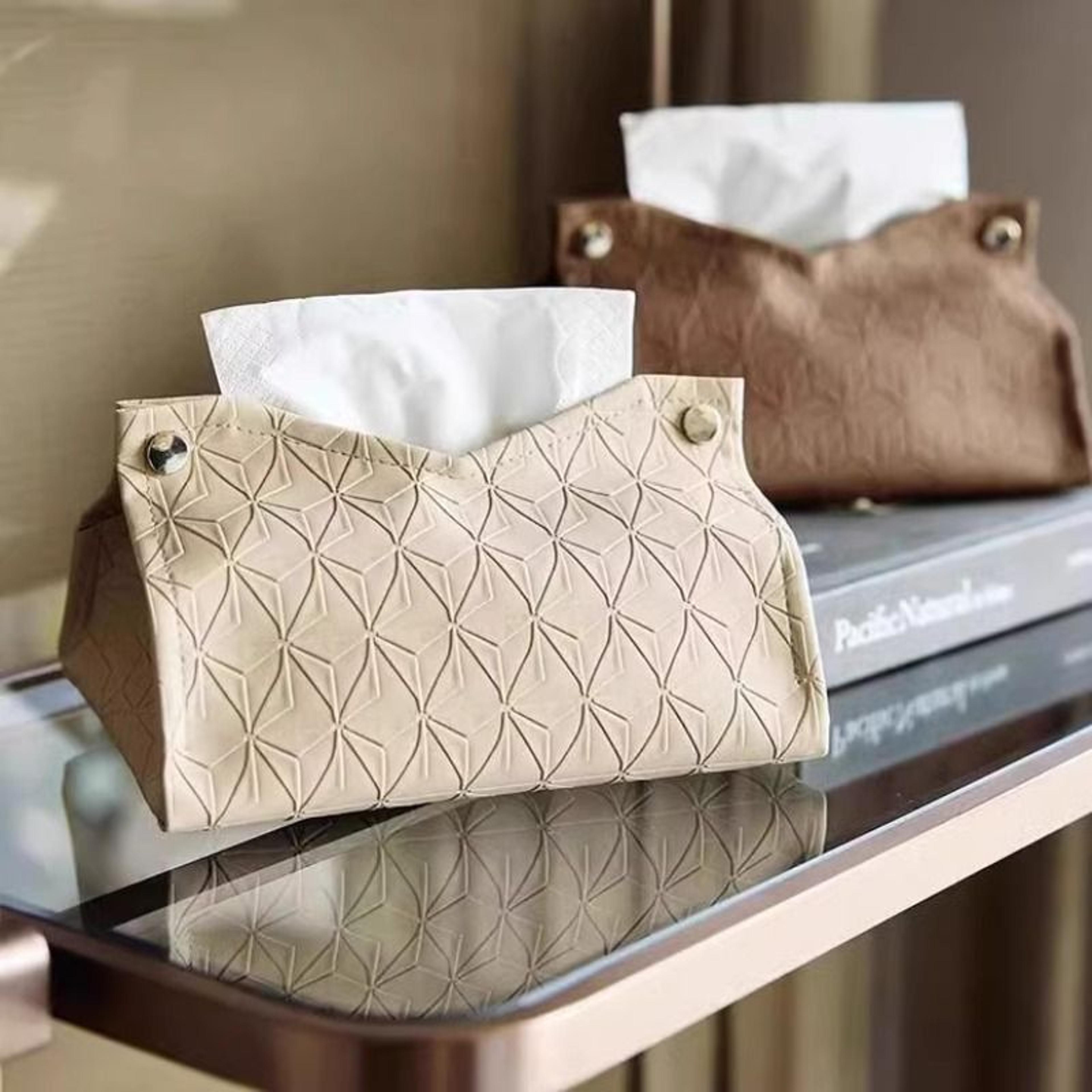 geometric texture tissue box for living room or bathroom, light luxury toilet paper holder & household storage solution