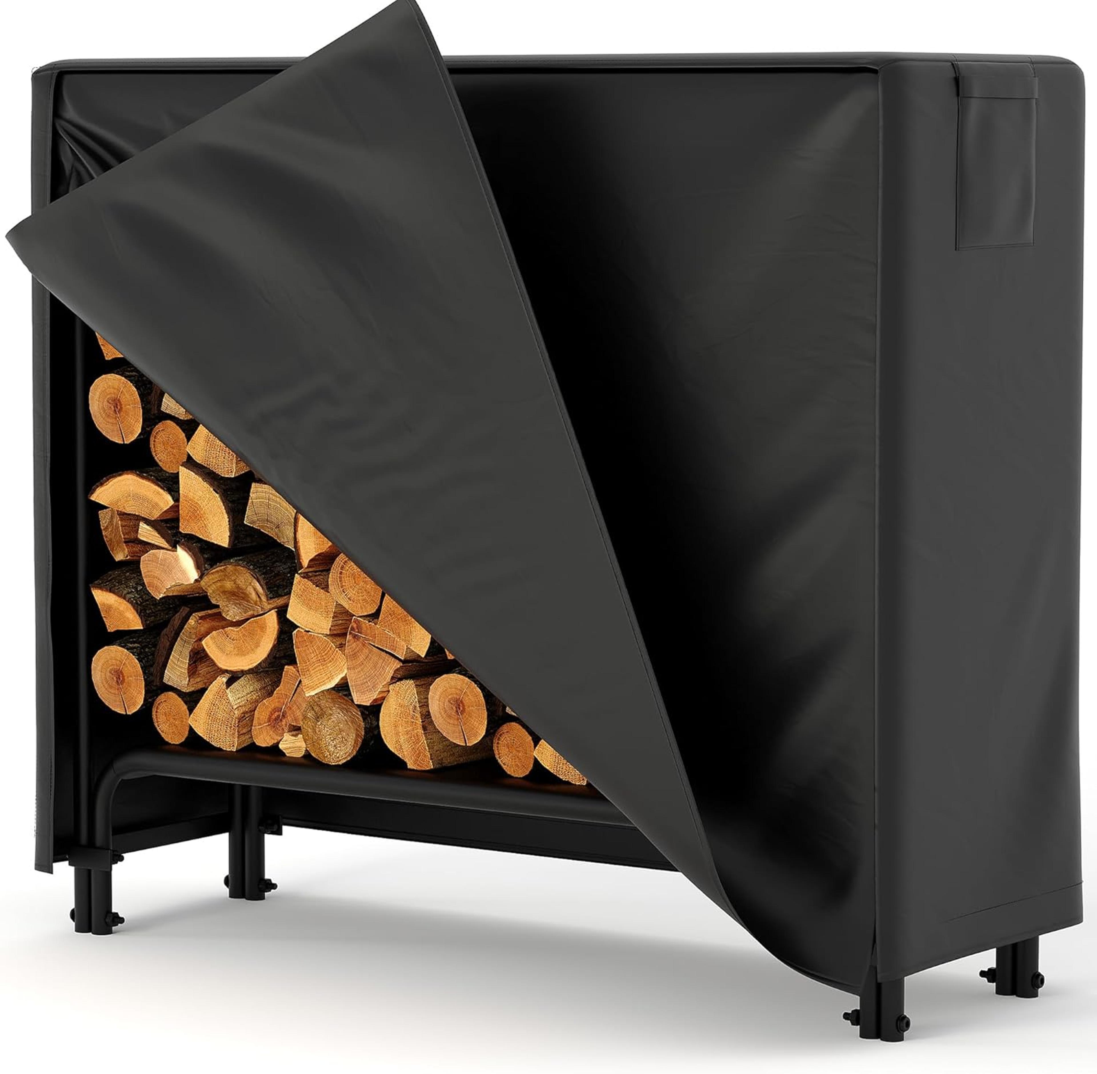 firewood rack with waterproof cover heavy duty metal log holder for outdoor storage,capacity