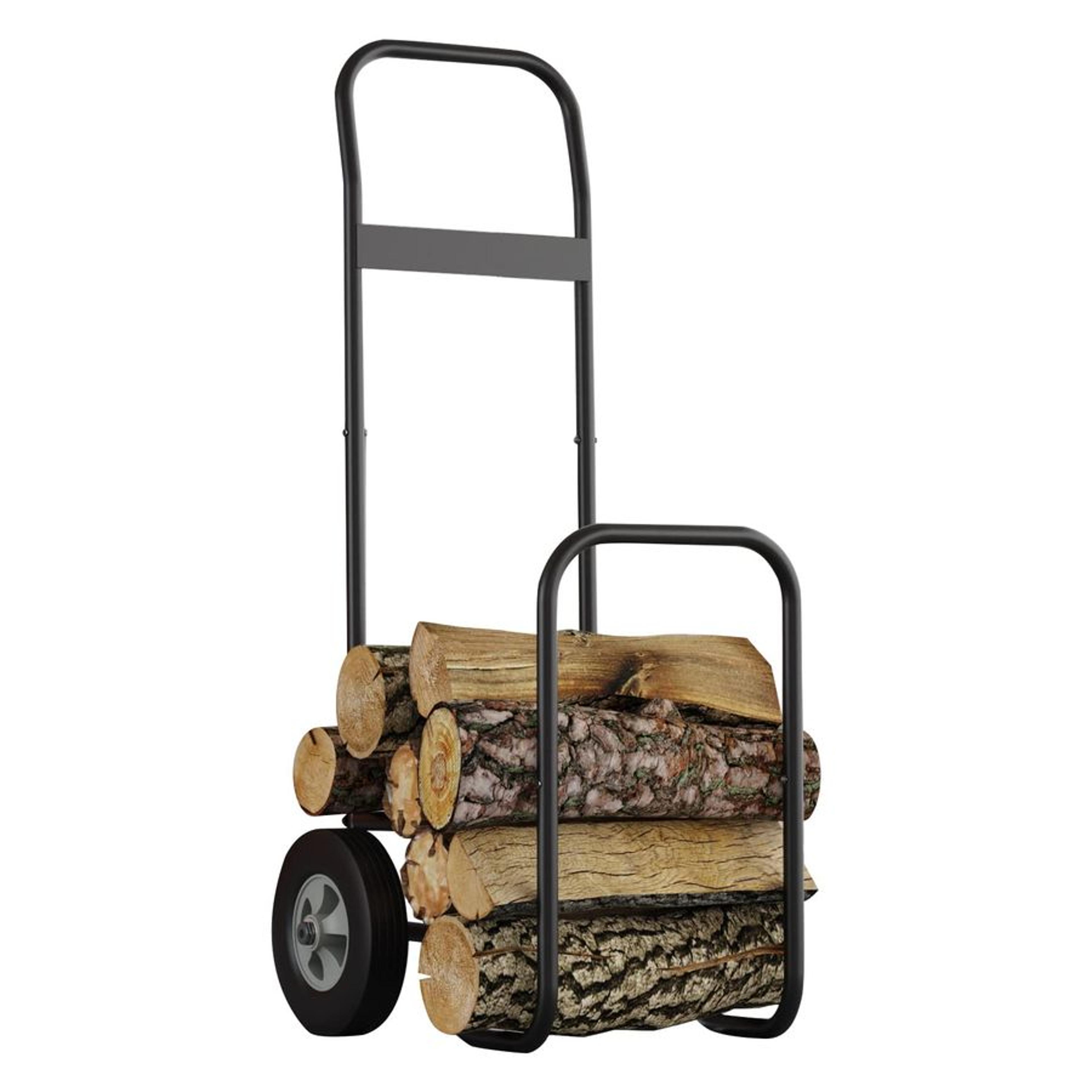 heavy duty firewood log cart with all terrain rubber wheels indoor & outdoor wood mover