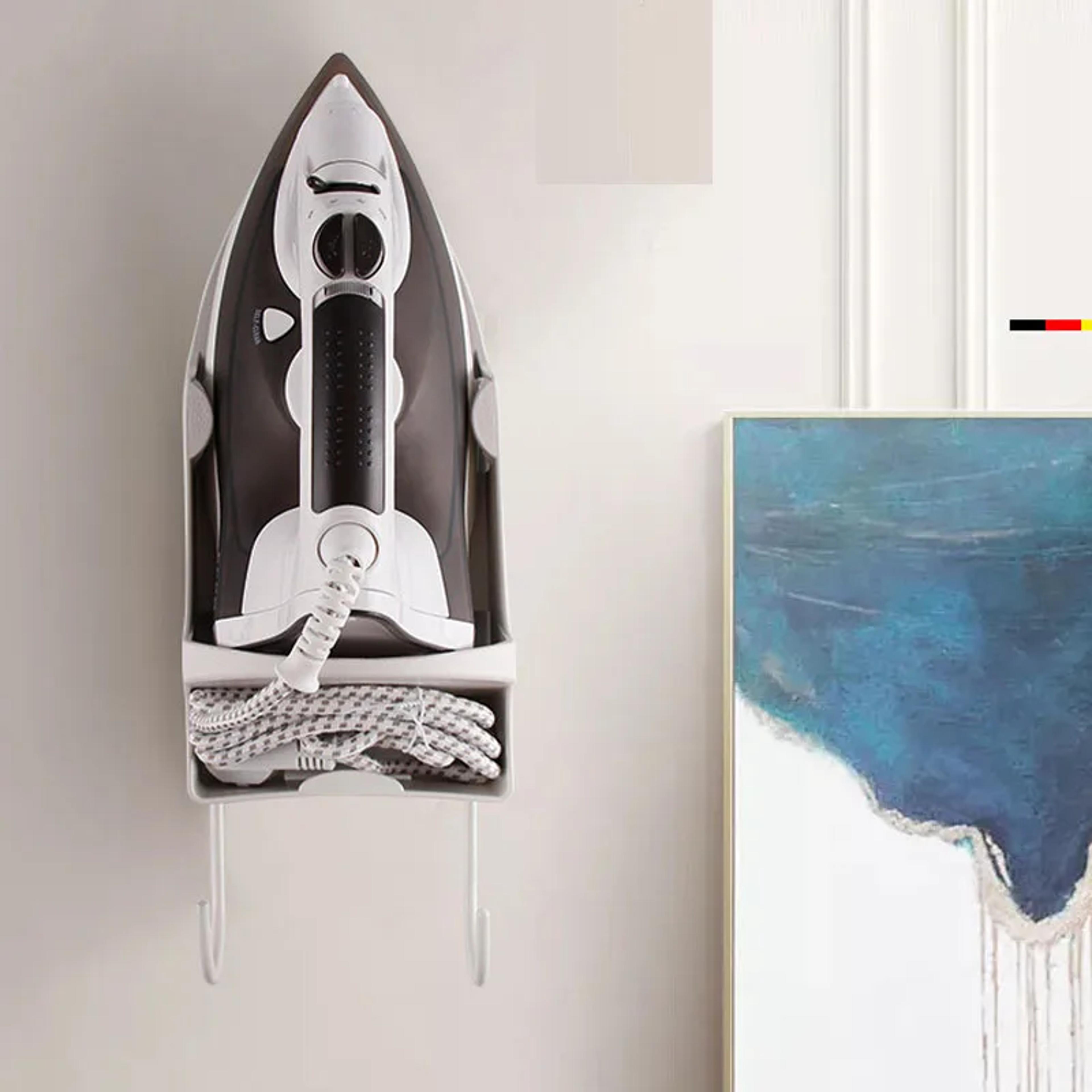 wall mounted ironing board holder & storage rack