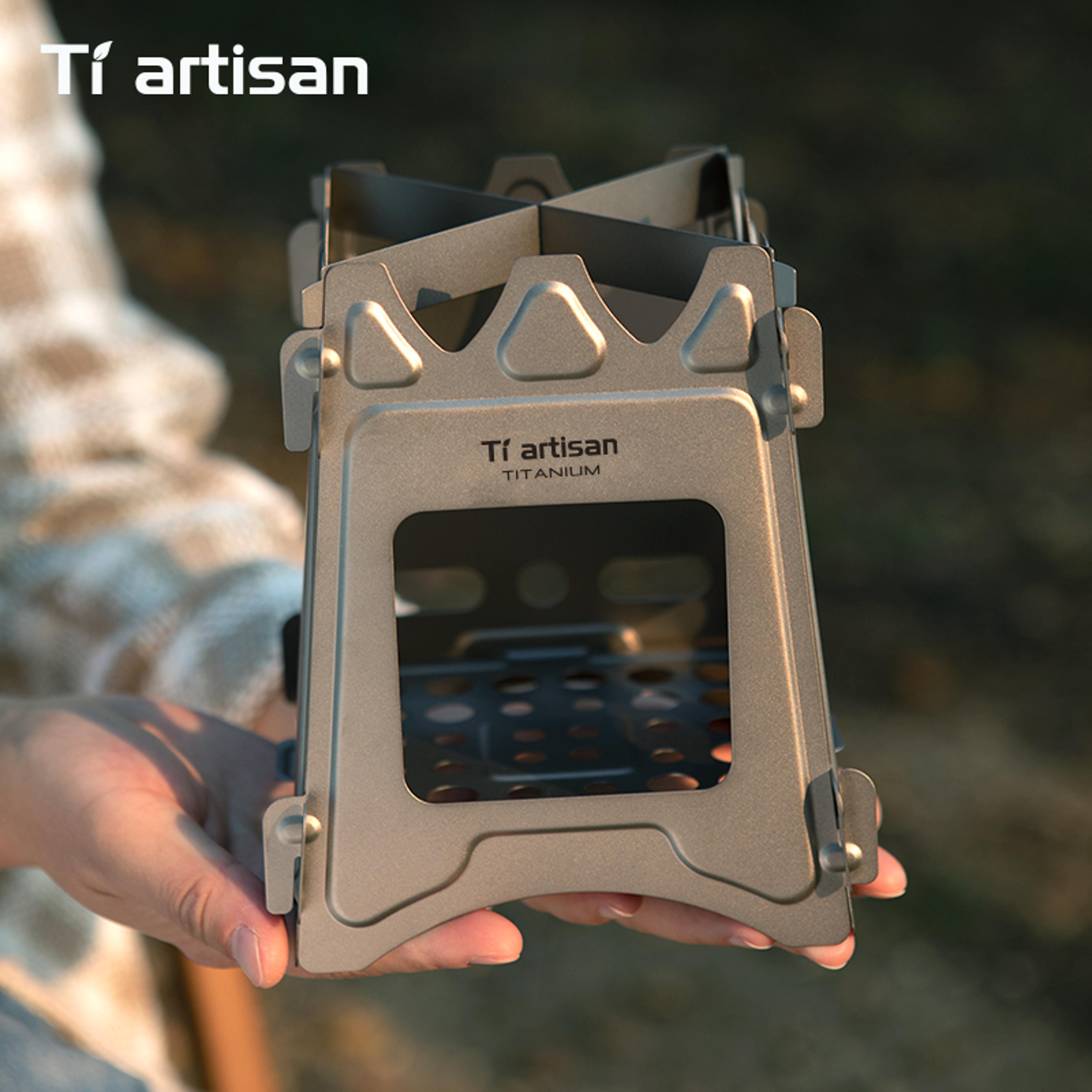 titanium camping stove portable wood burner ultralight foldable backpacking gear