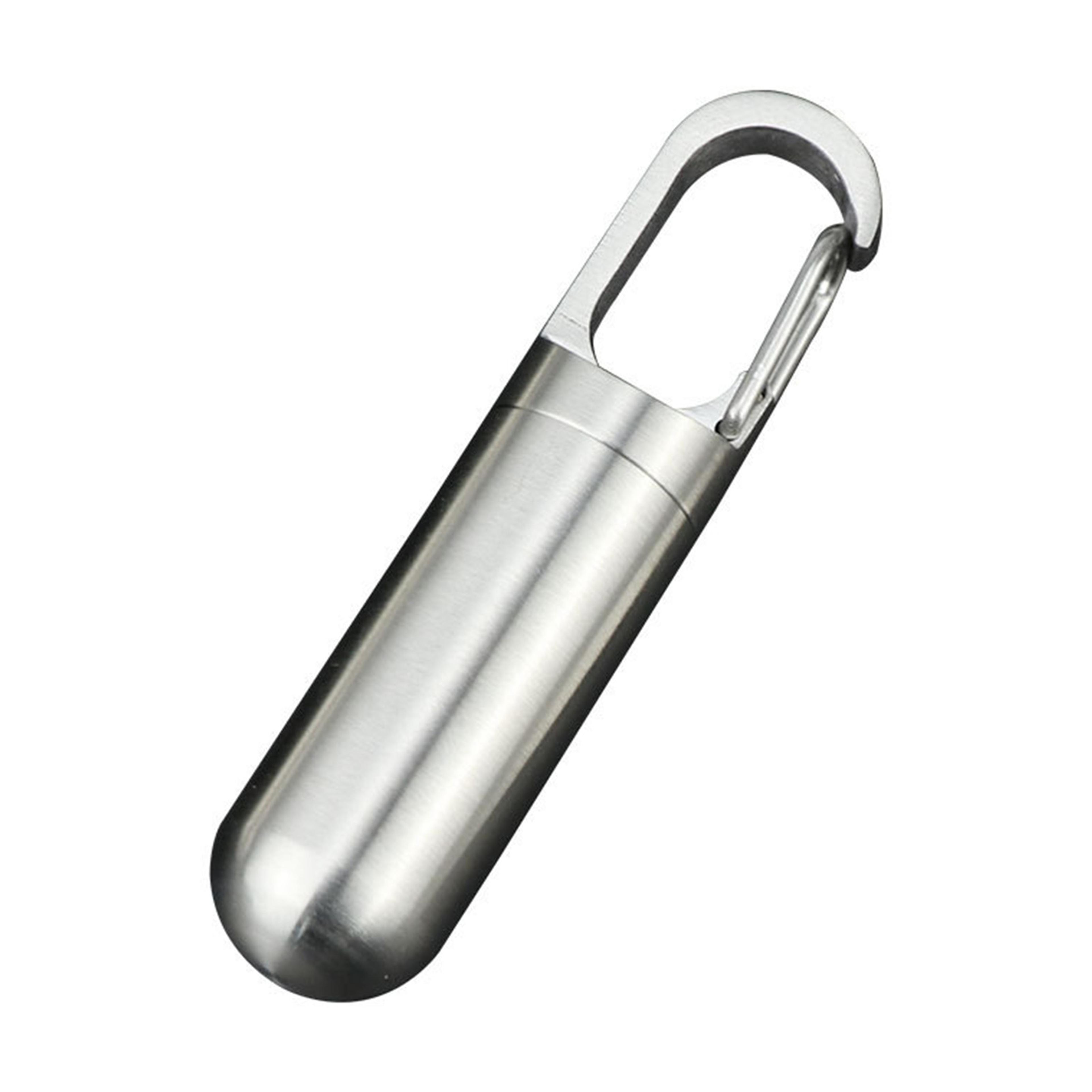 portable waterproof pill keychain case stainless steel medicine capsule holder