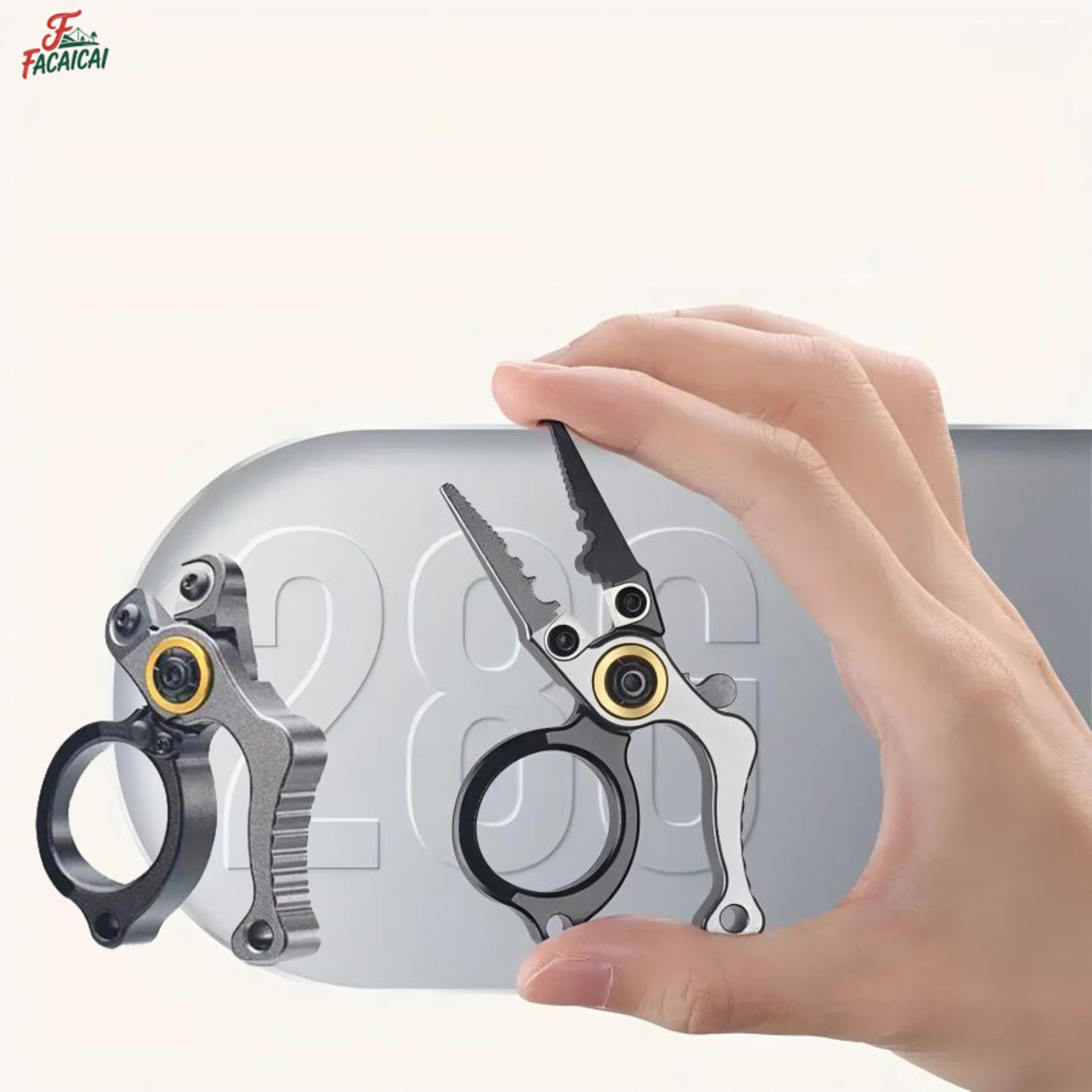 ultimate compact fishing pliers with line cutter & split ring opener lockable, durable angler tool