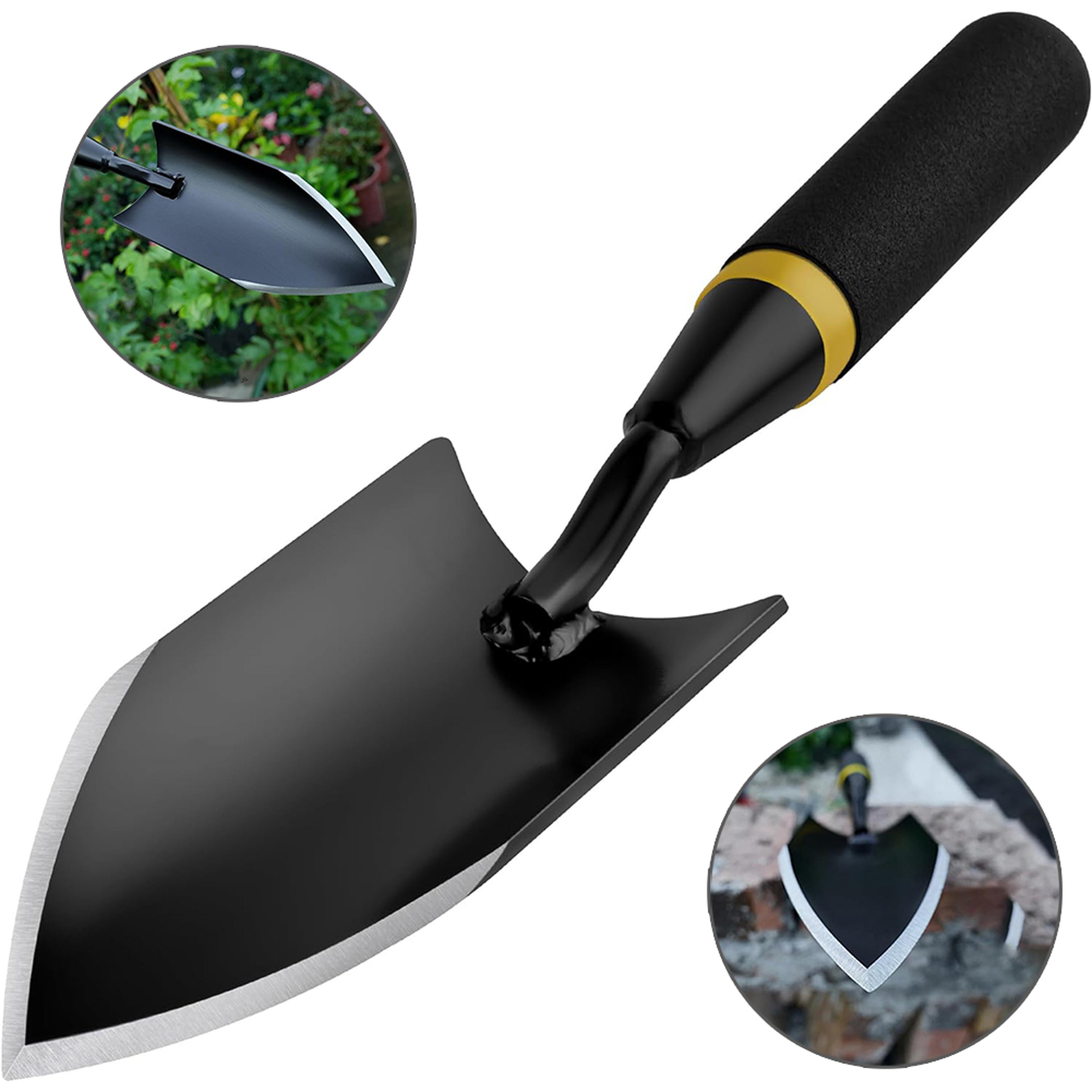 heavy duty manganese steel garden shovel with ergonomic rubber grip premium soil digging tool