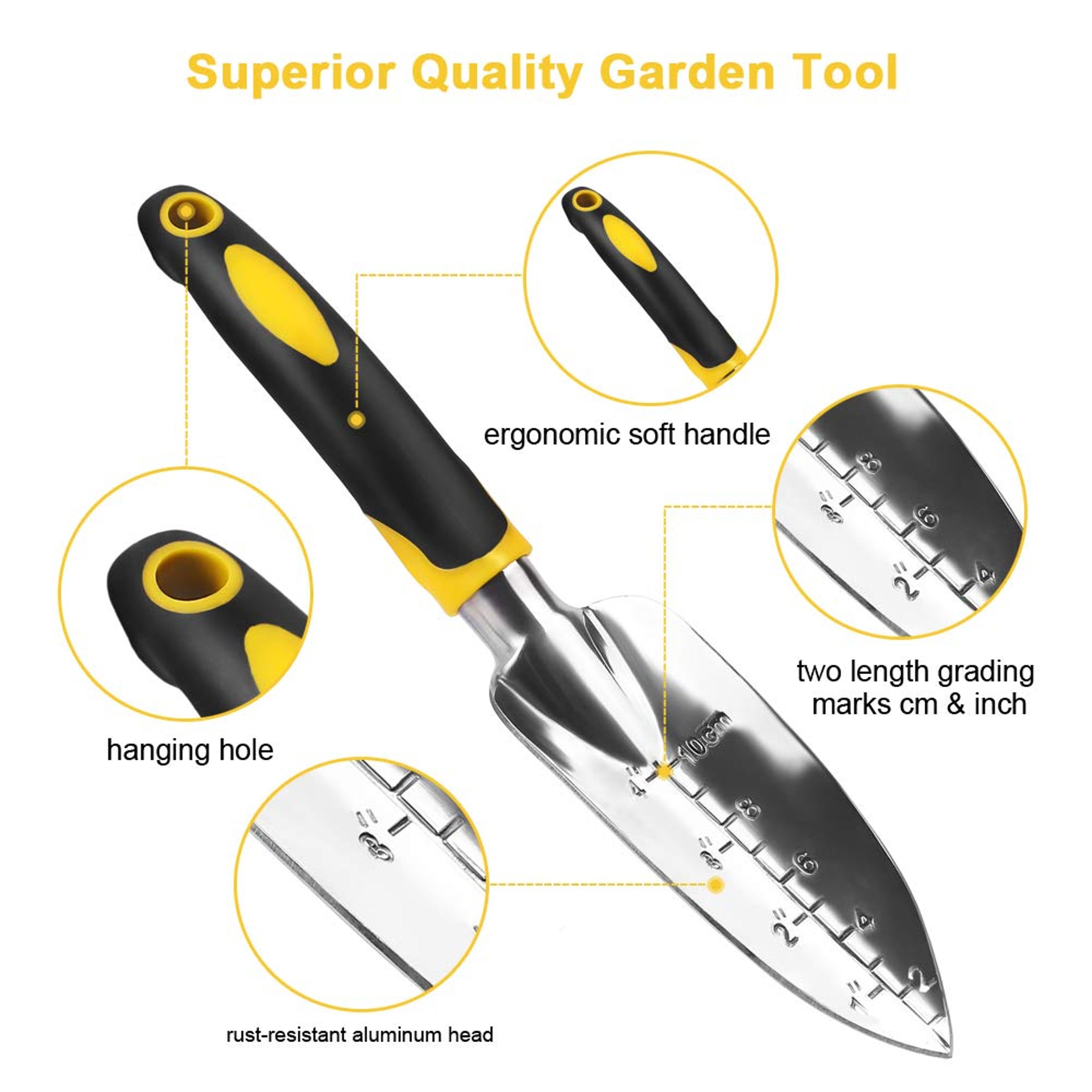 premium garden hand tools set ergonomic trowel, rake & cultivator for bonsai & lawn care