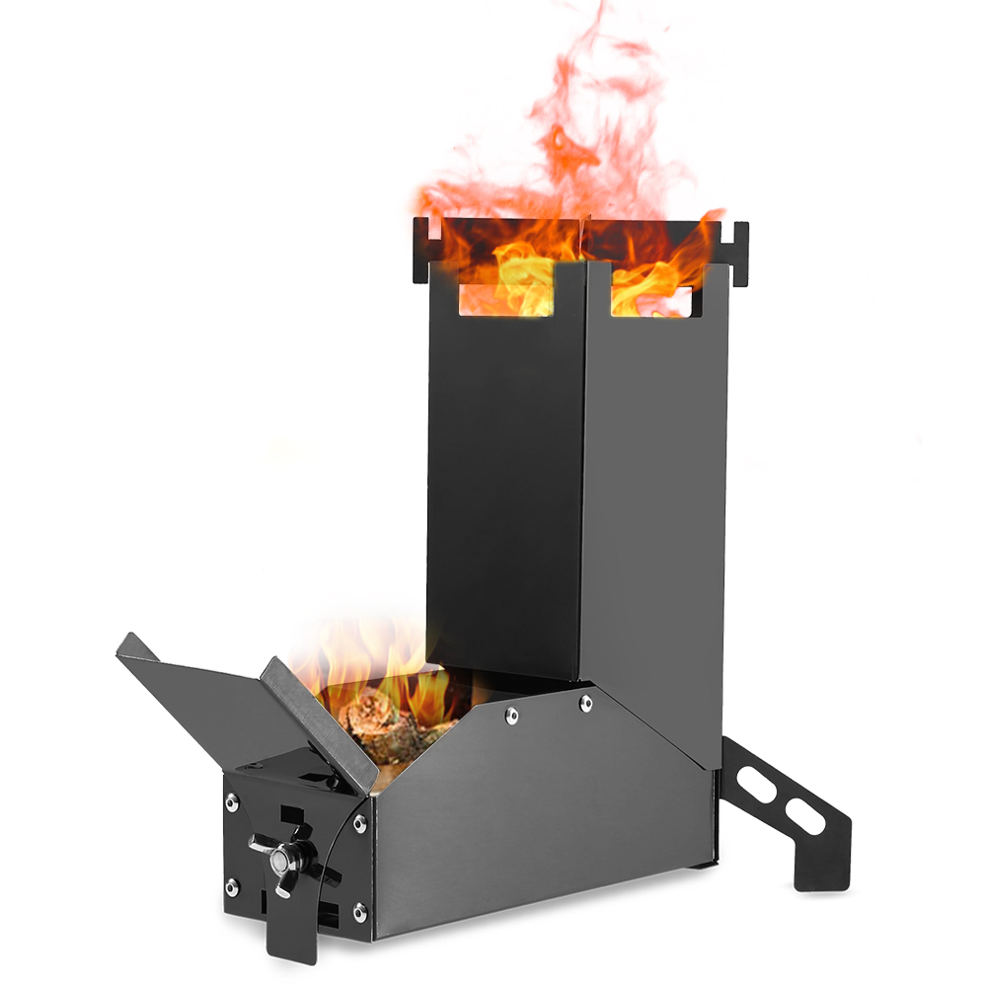 lixada stainless steel portable camping stove collapsible wood burning rocket stove