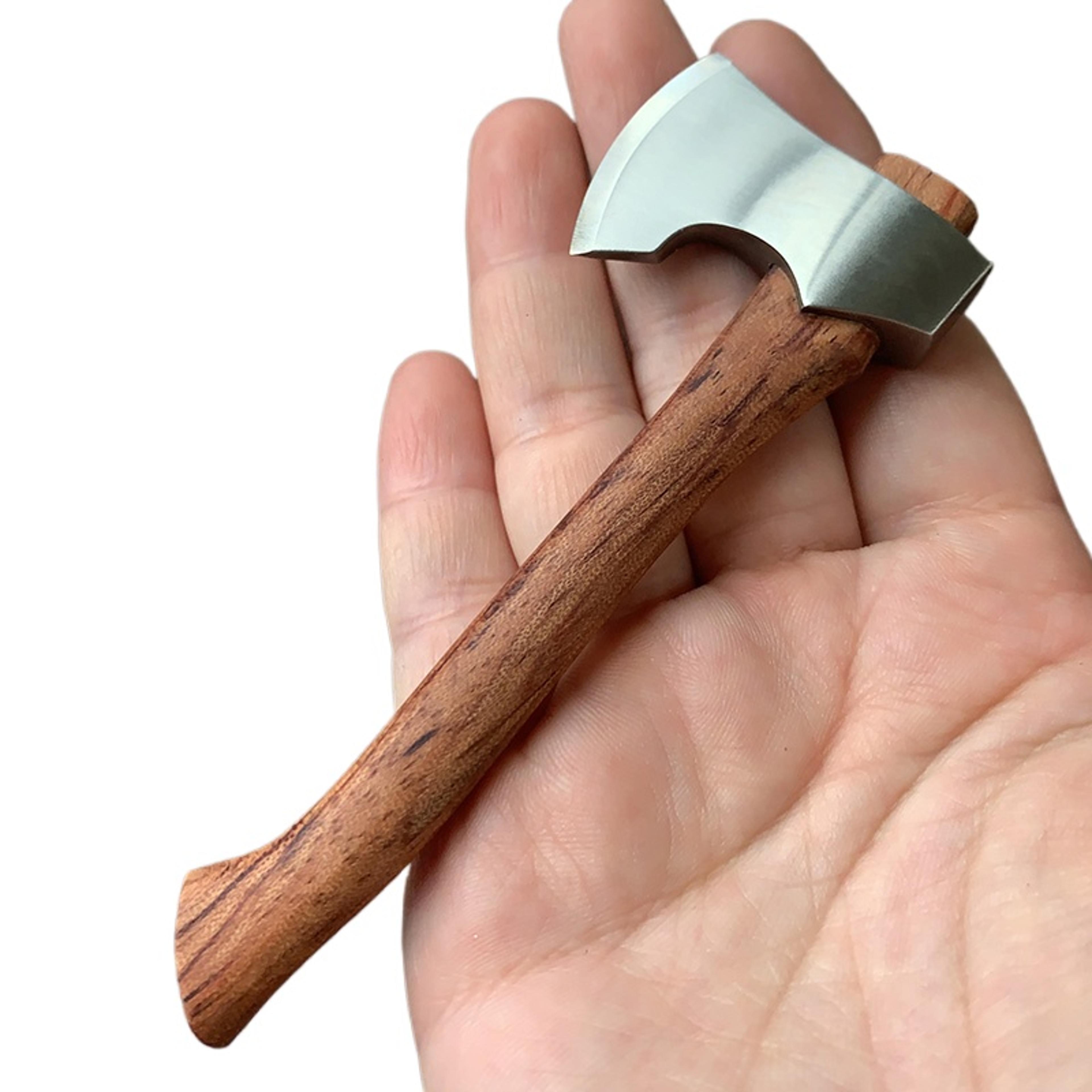 compact mini axe with wood handle outdoor camping survival tool & edc knife