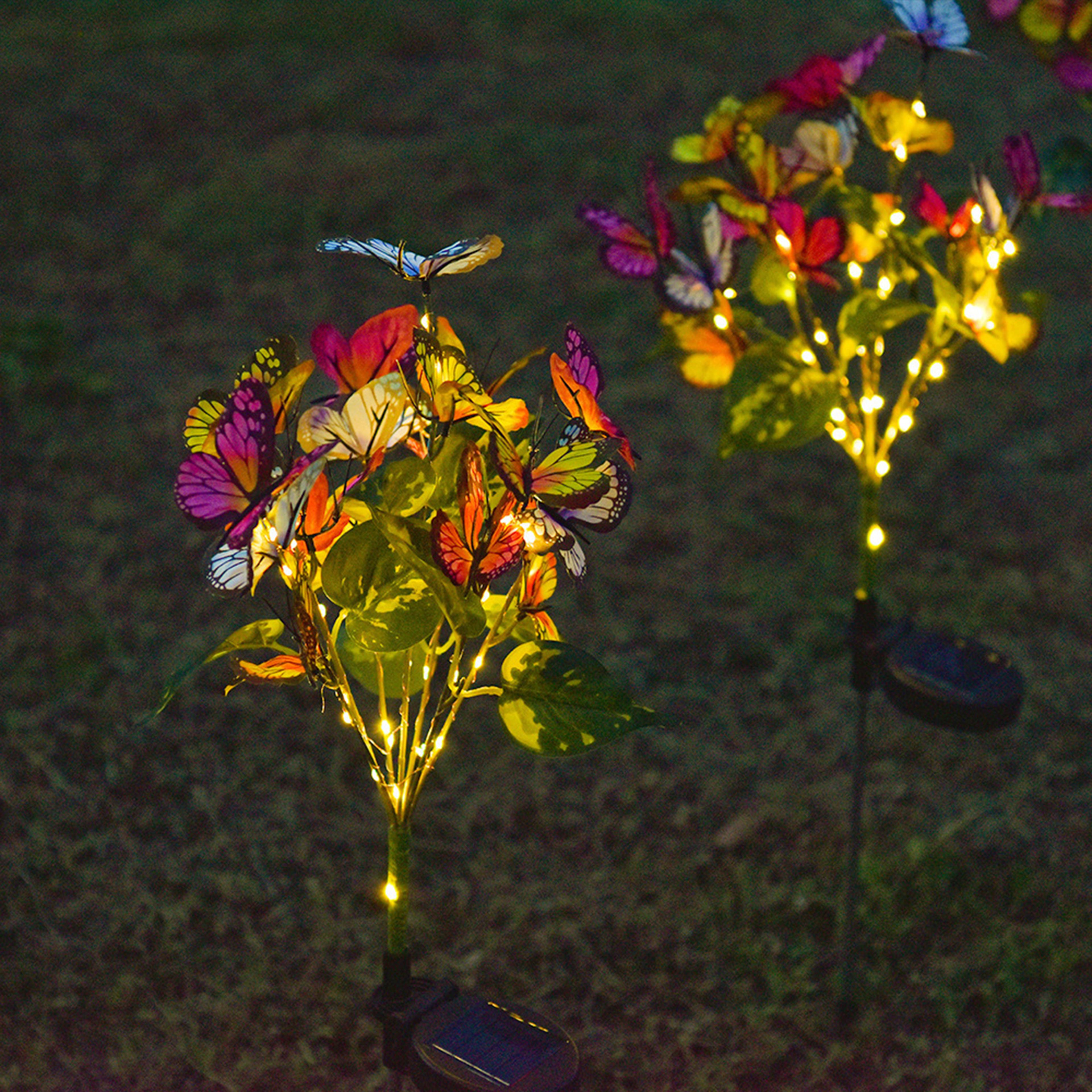 solar butterfly garden light outdoor pathway decorative lawn lamp