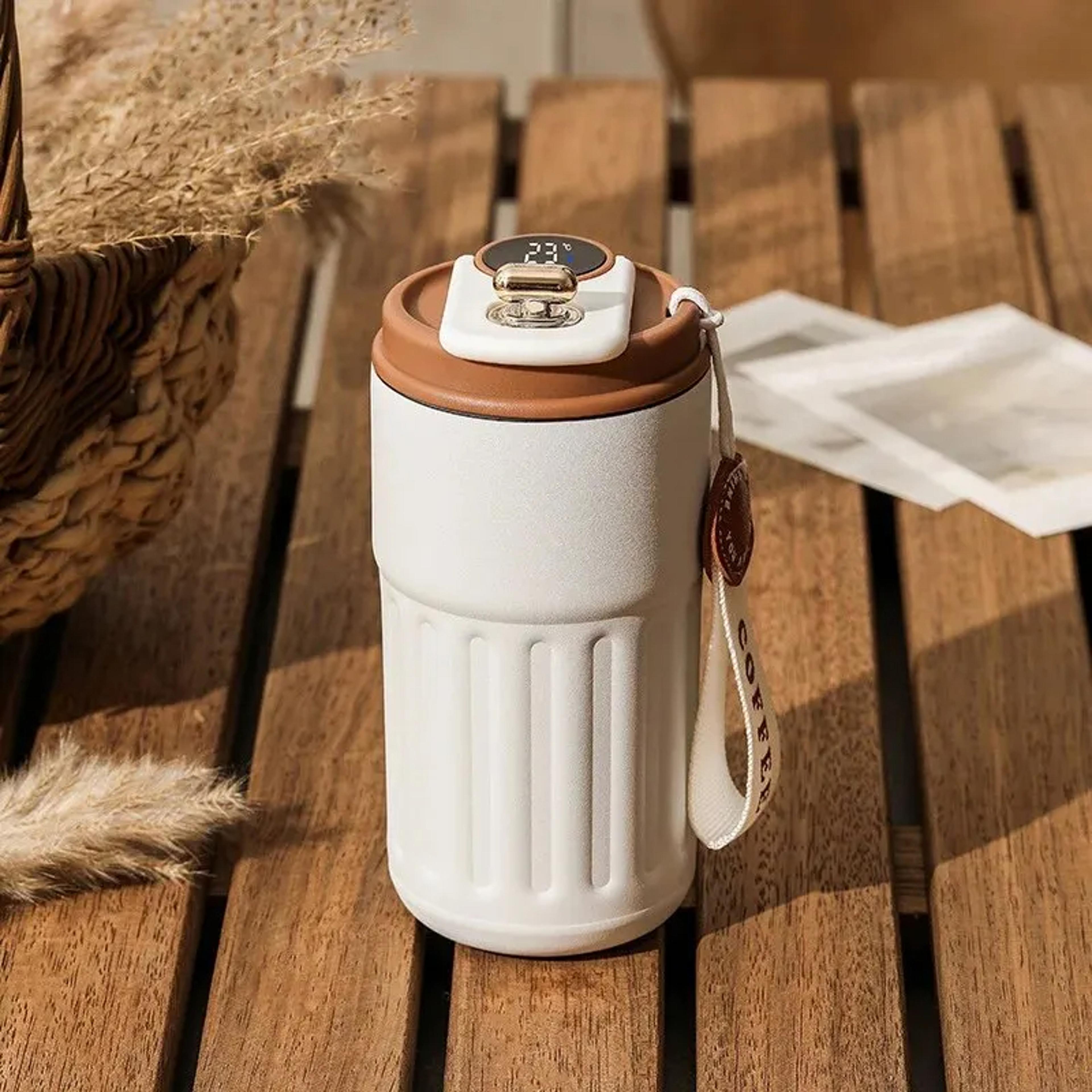 smart temperature display mug stainless steel insulated car coffee cup