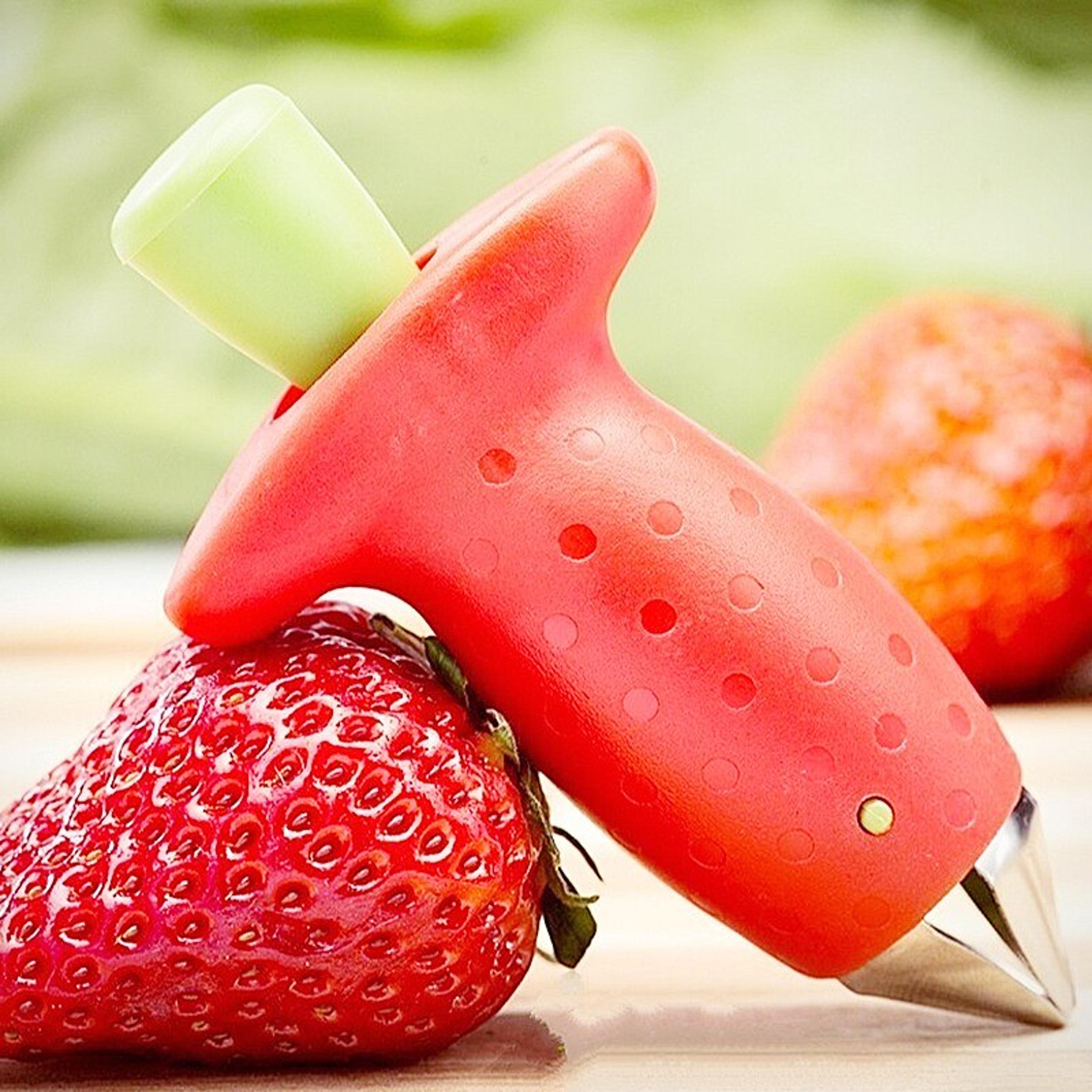 multi use strawberry stem remover & fruit corer tool for quick kitchen prep