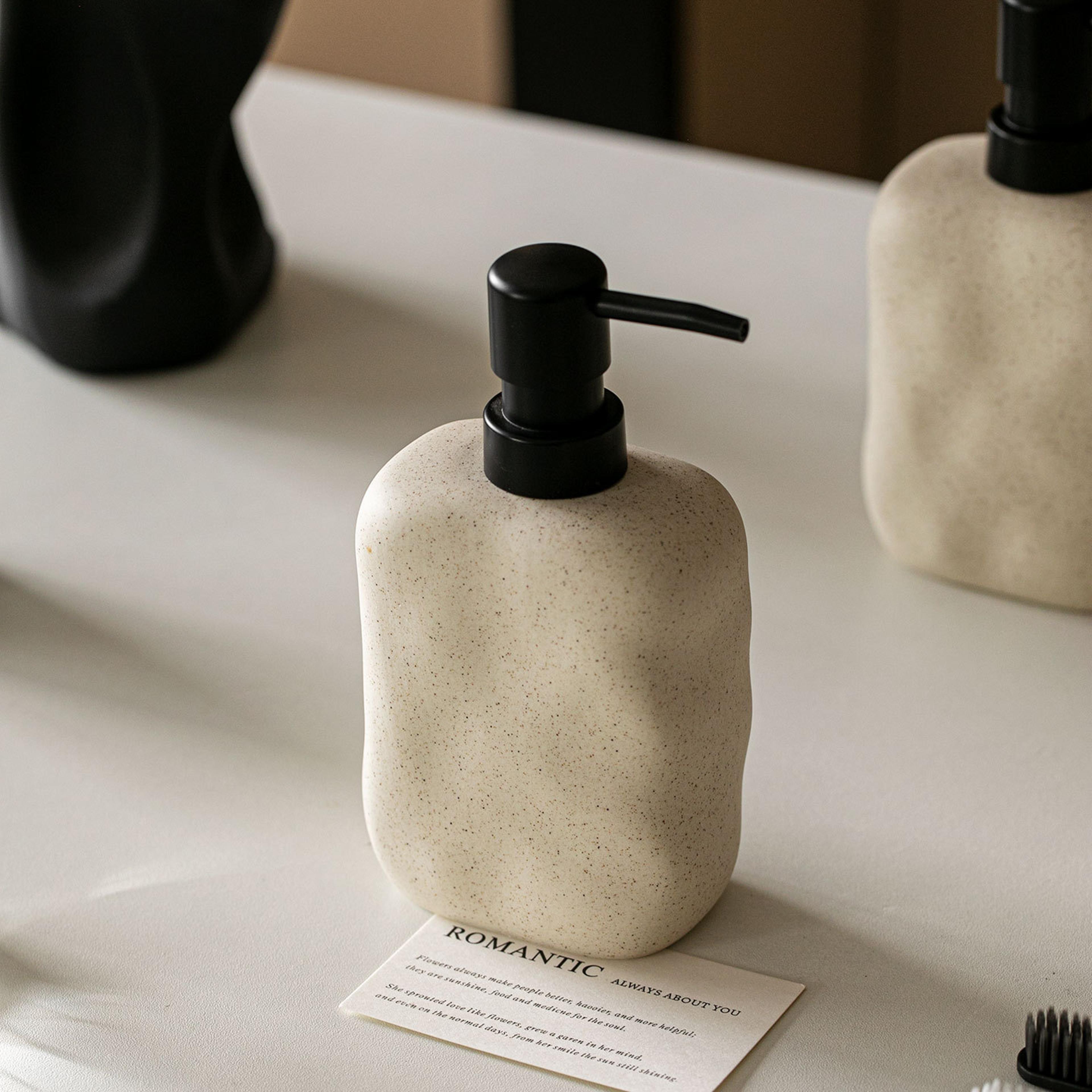 wabi sabi ceramic soap dispenser japanese style minimalist bathroom decor pump