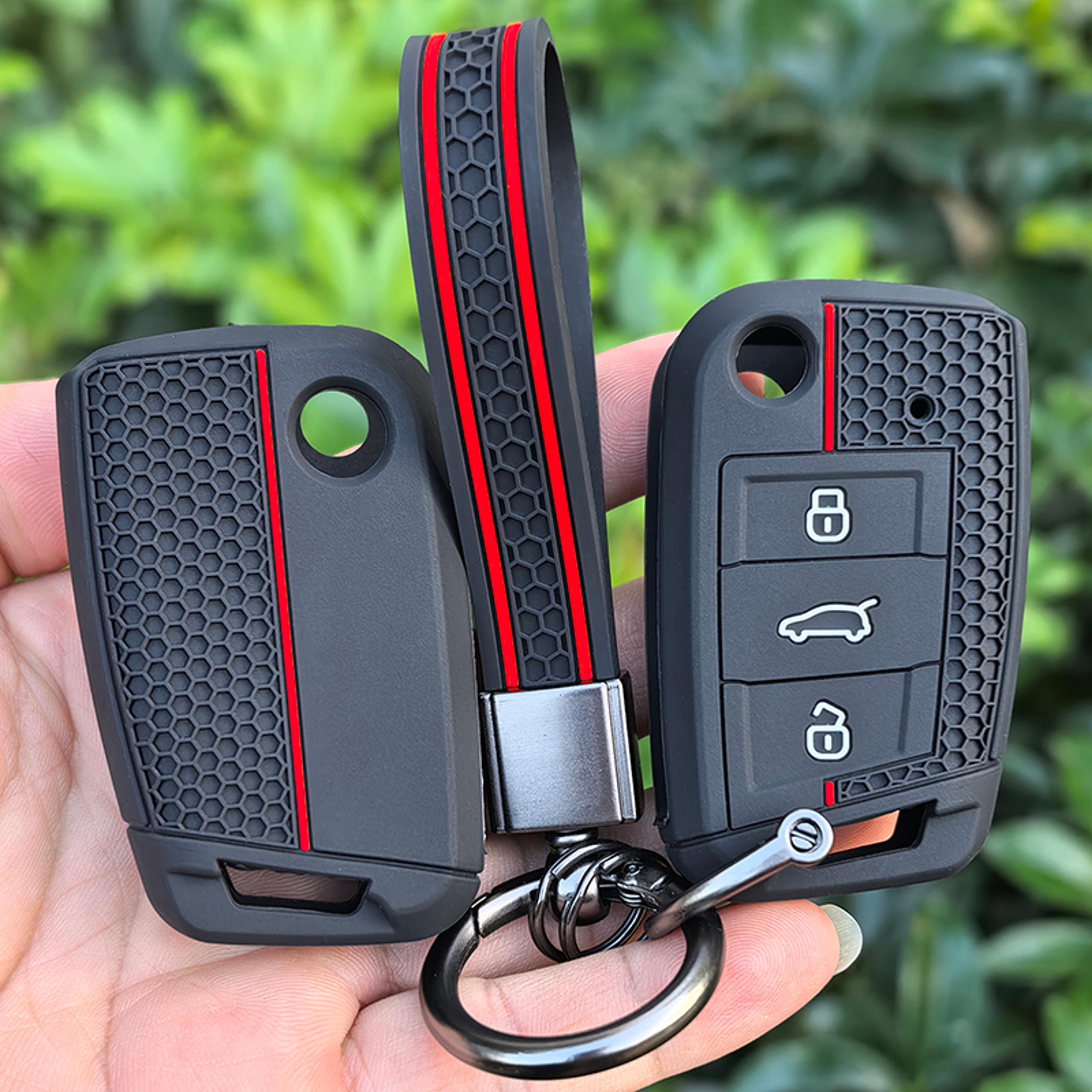 premium silicone vw key case cover fit golf, polo, tiguan, octavia & more