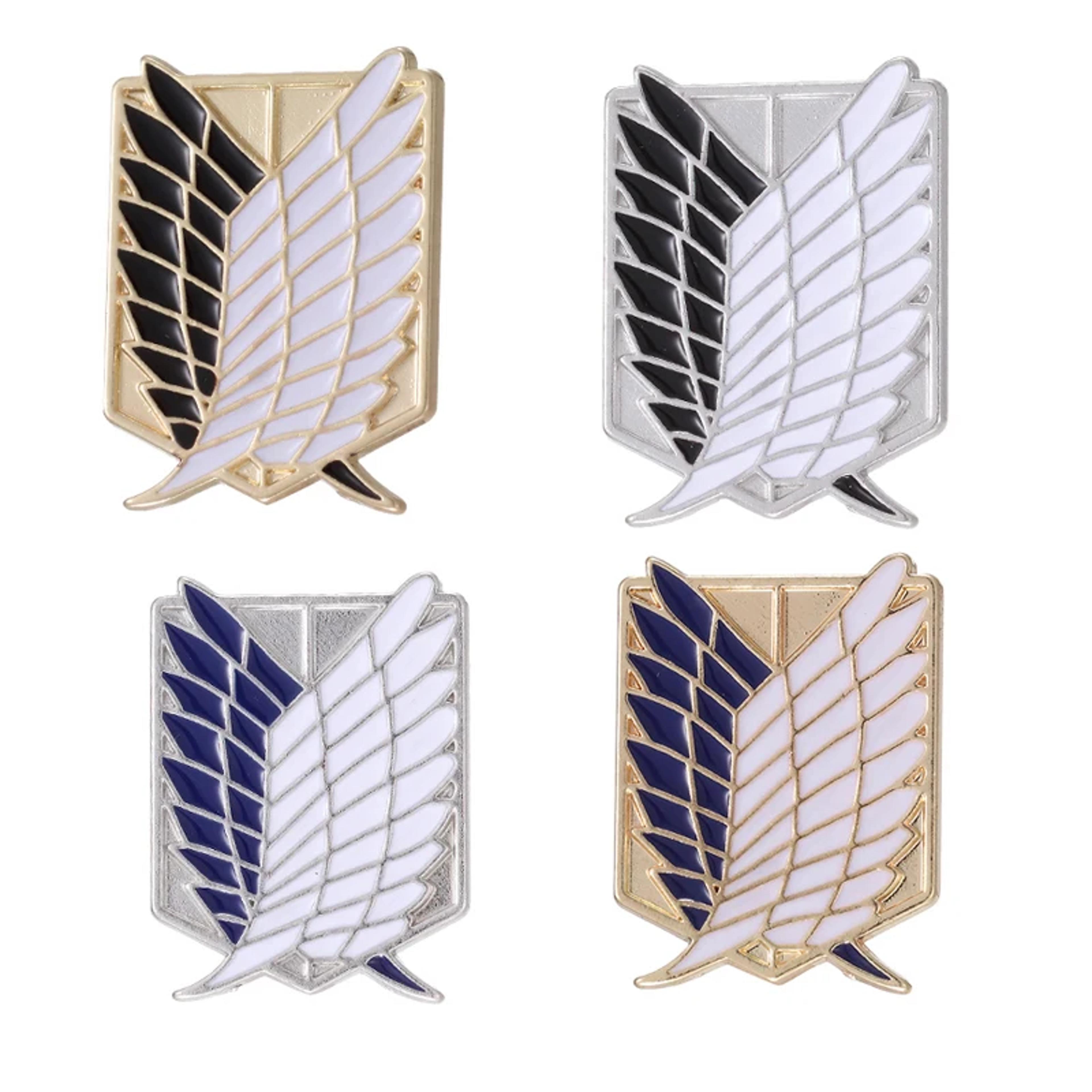 attack on titan anime enamel pin badge eren & mikasa lapel accessory