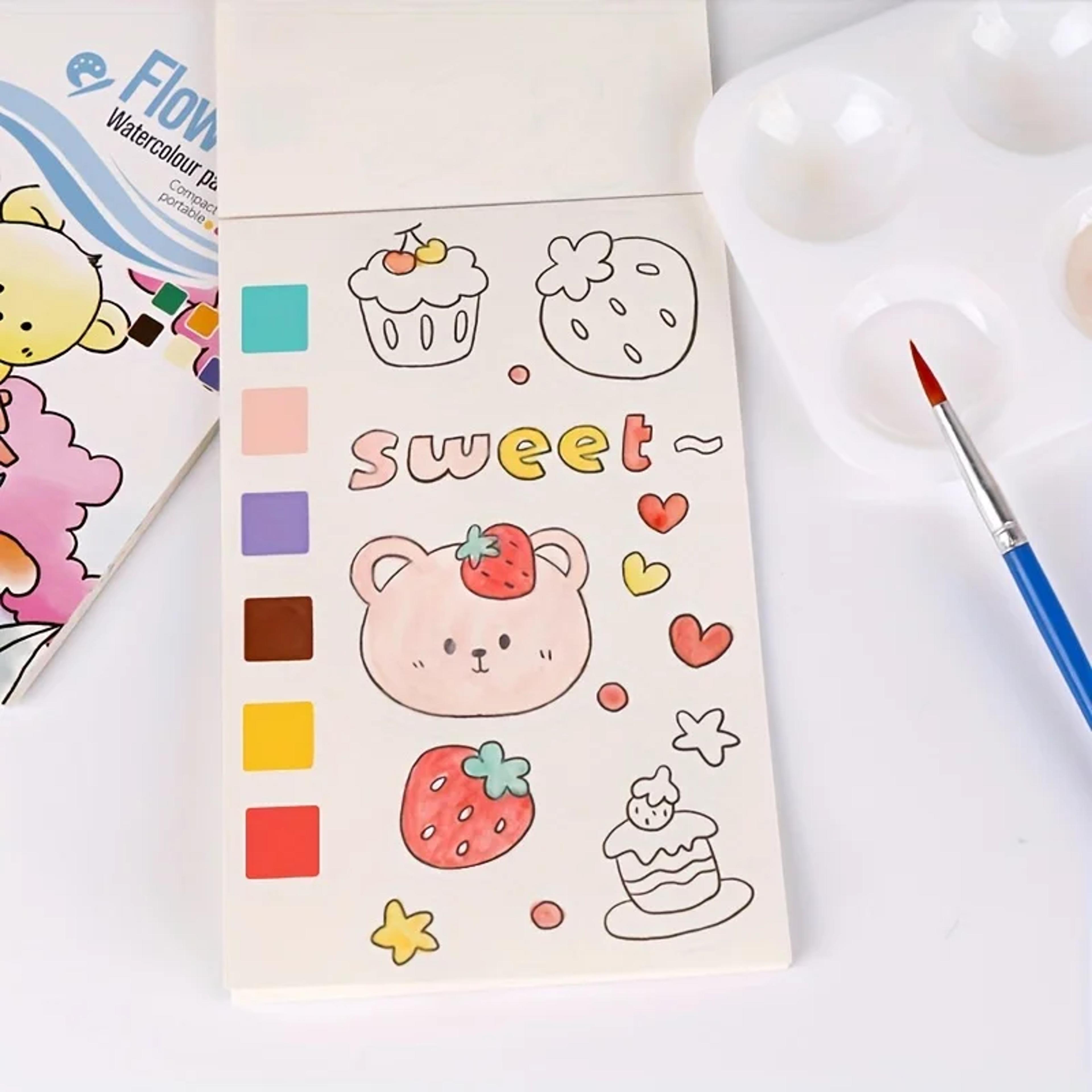 watercolor painting book & paint with water art set for kids and beginners