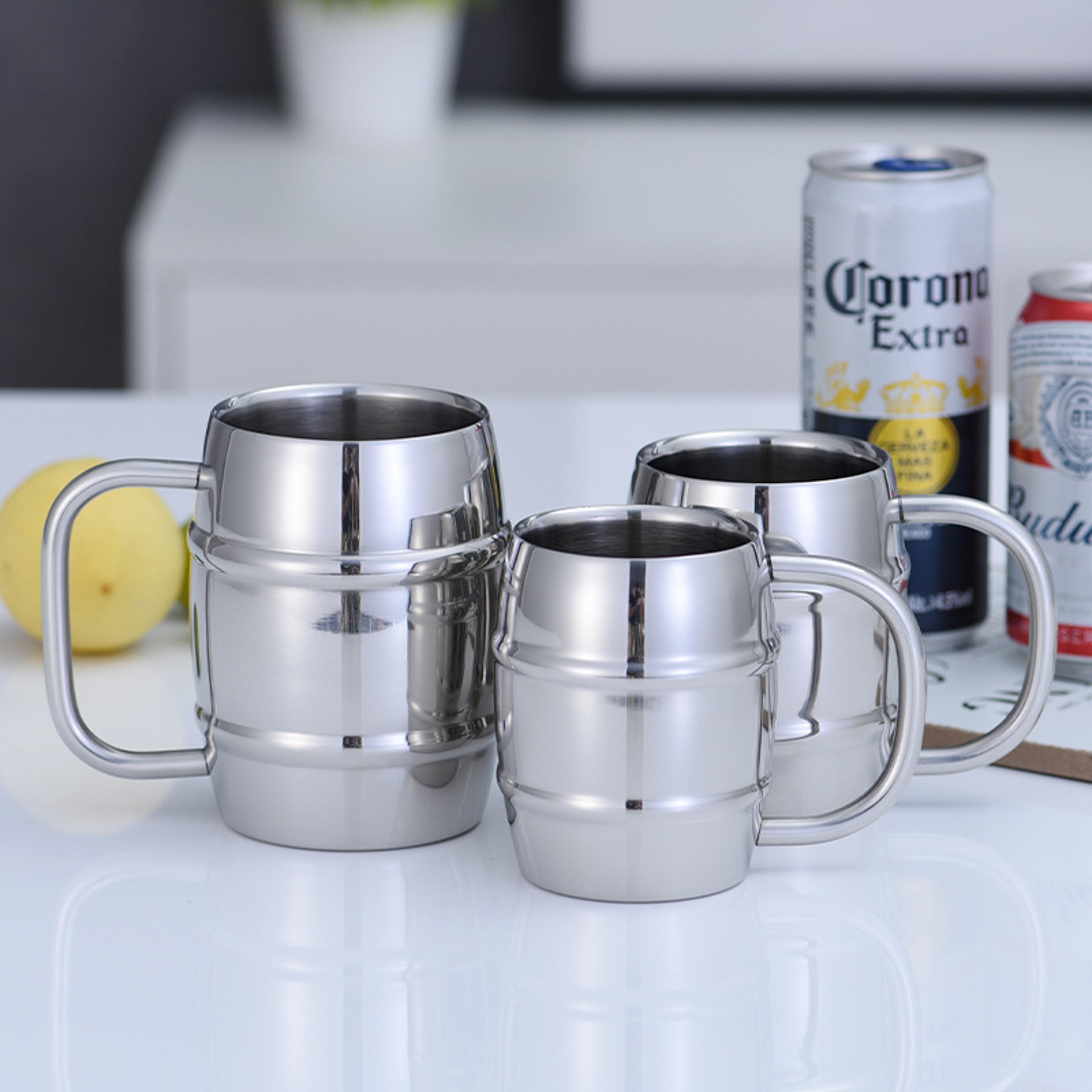 double wall stainless steel camping mug insulated beer cup with handle portable outdoor coffee cup
