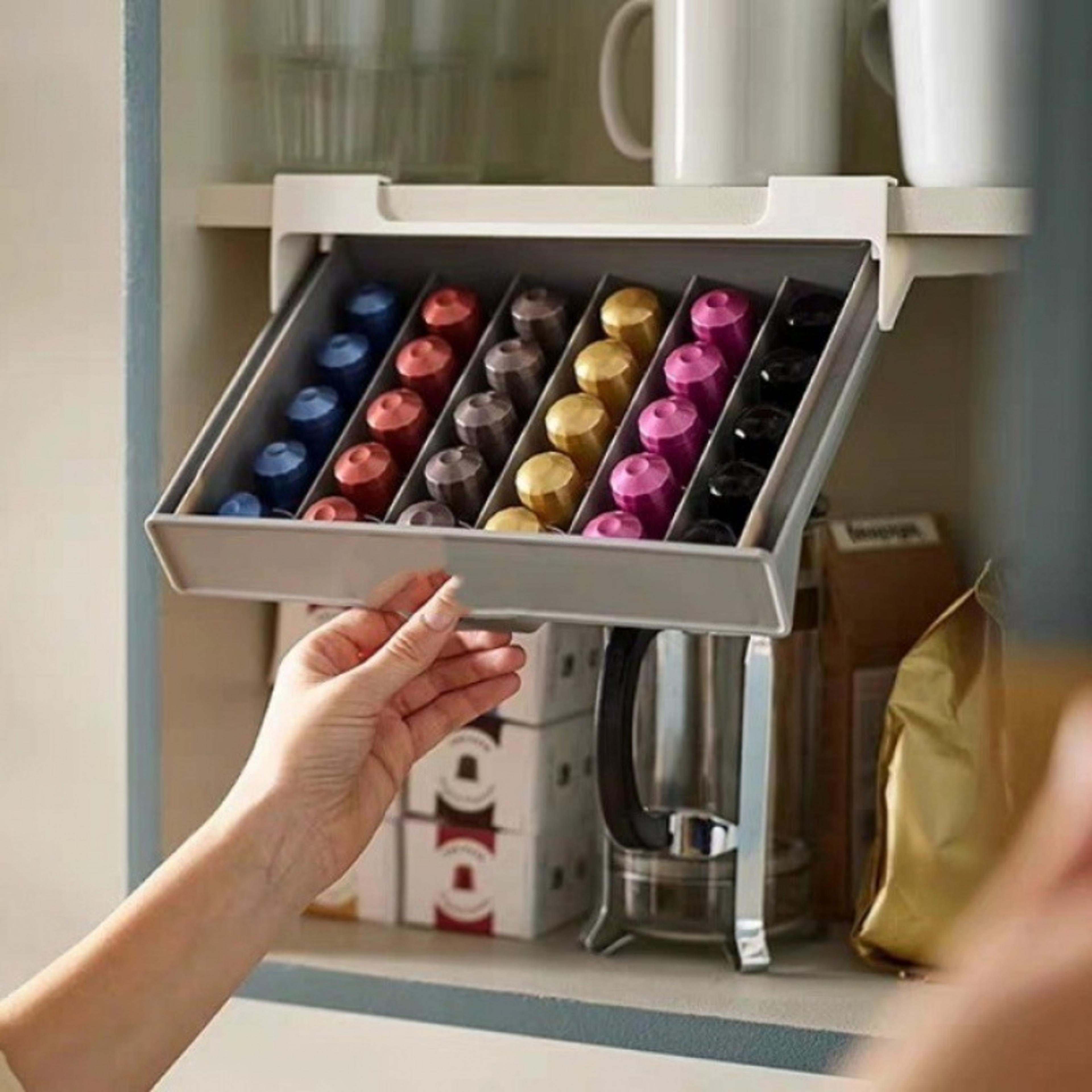 space saving coffee pod organizer drawer box with tea bag storage