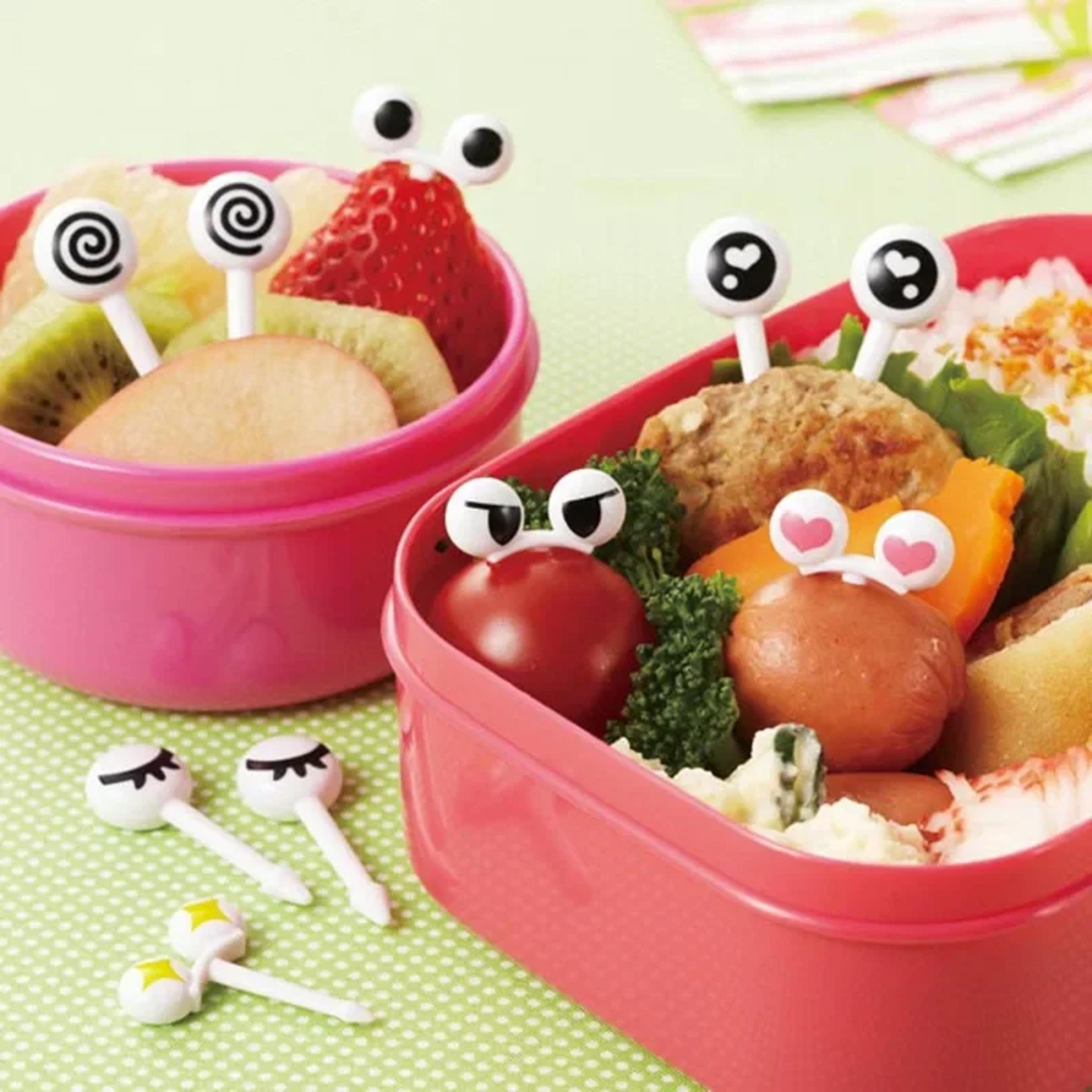 kawaii cartoon eyes bento box picks set cute food picks for lunch snacks & party decor