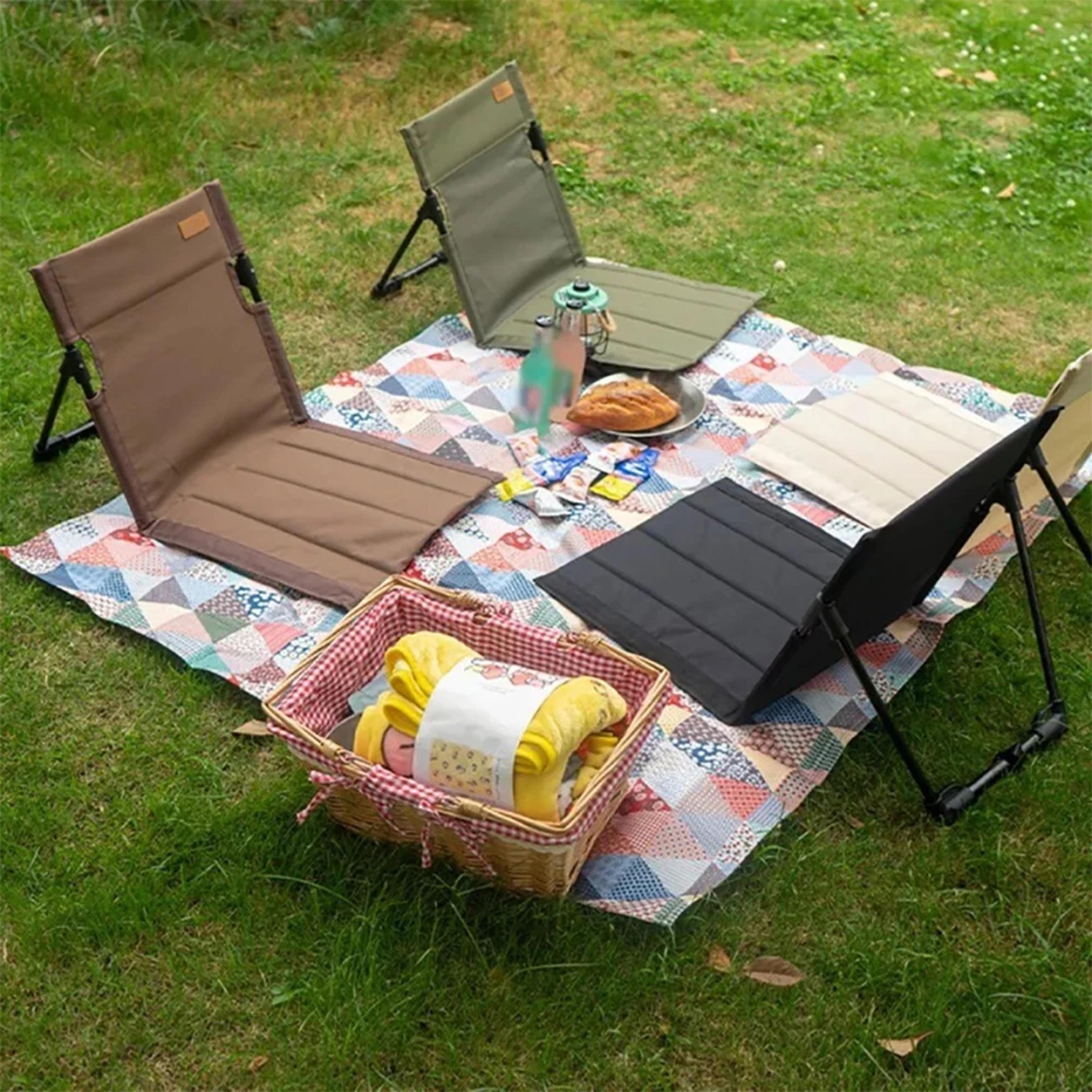 portable foldable camping chair with backrest cushion for outdoor, beach & garden relaxation