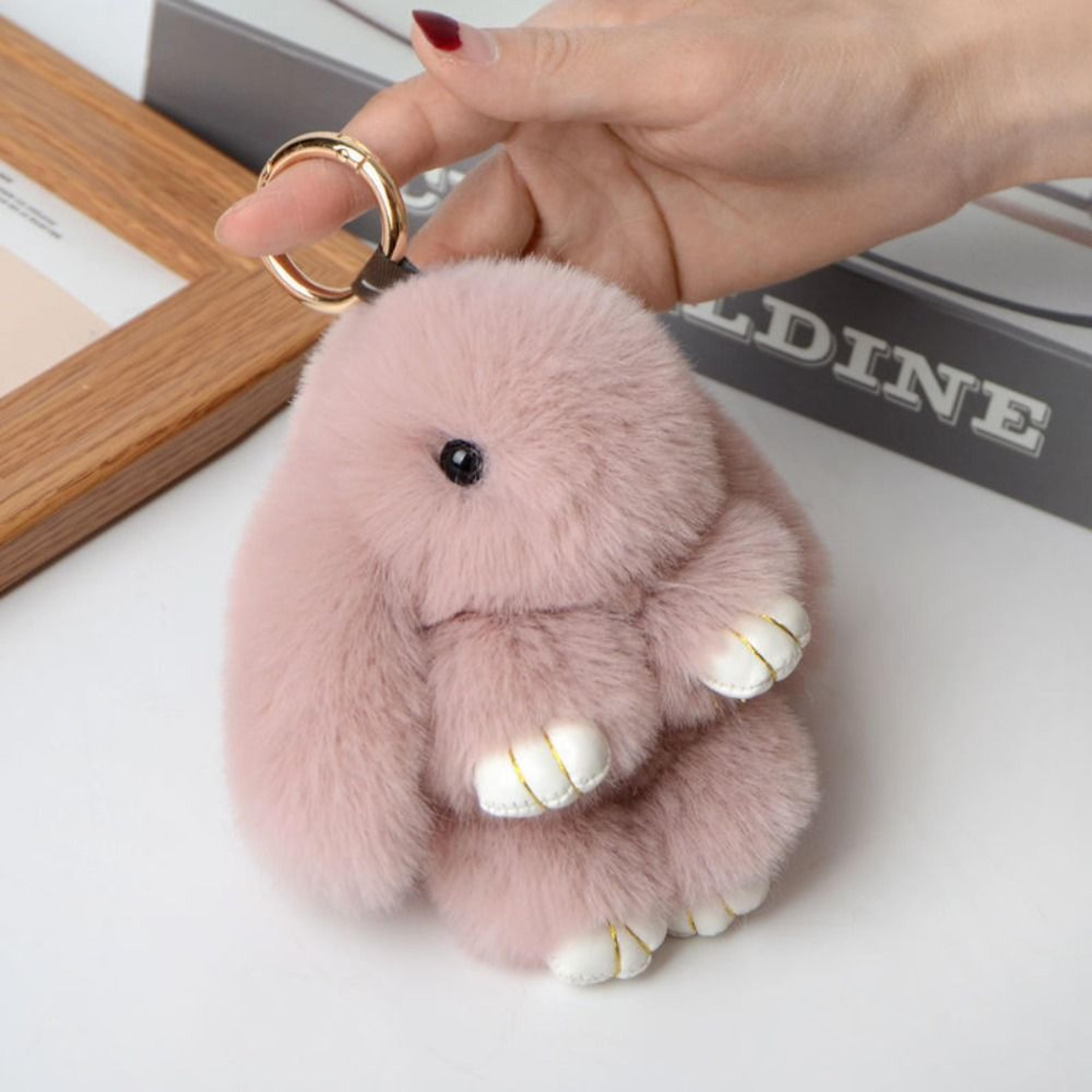 cute plush bunny keychain soft fluffy rabbit charm gift for kids girls