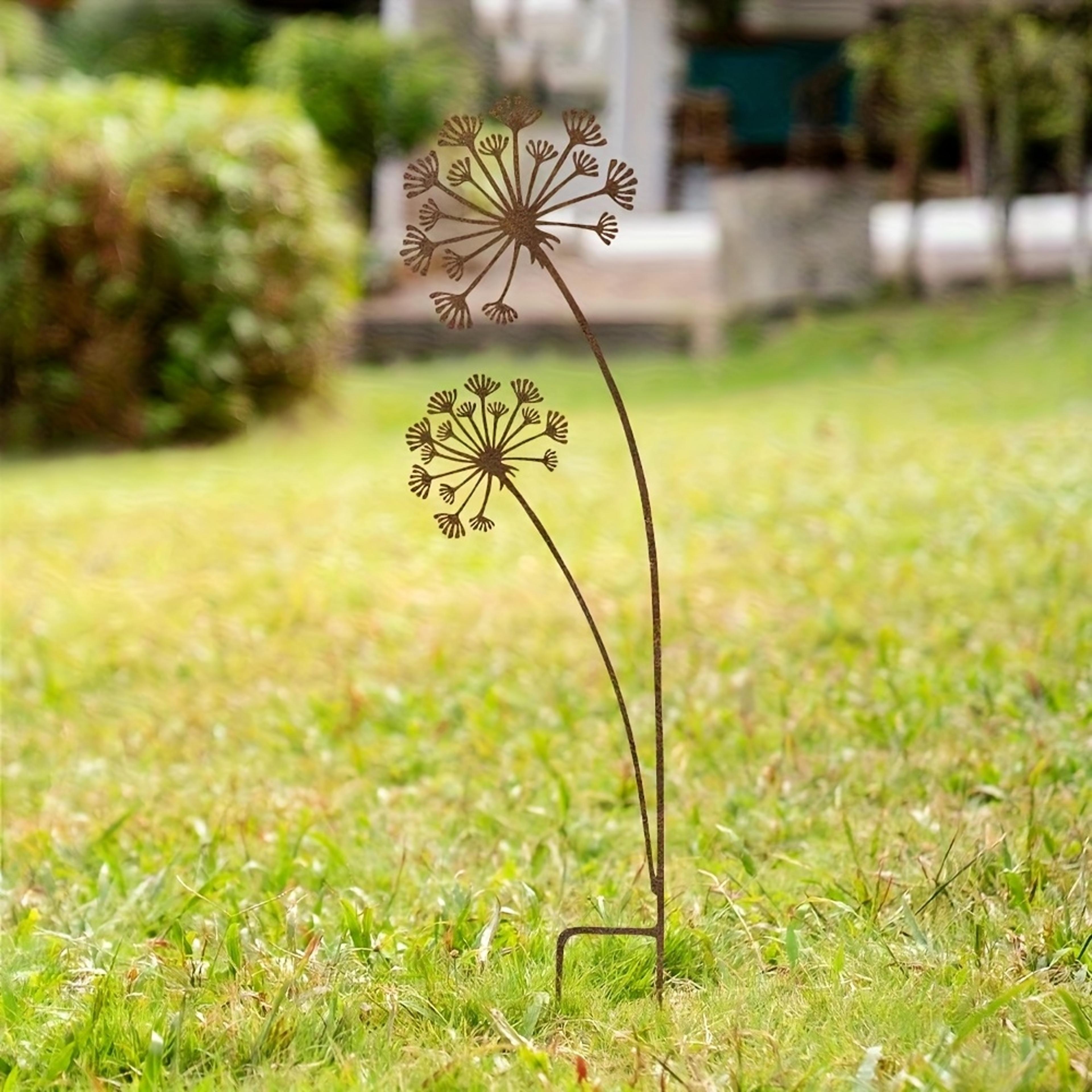 elegant metal garden stake decor for planters, balcony & outdoor yard accent