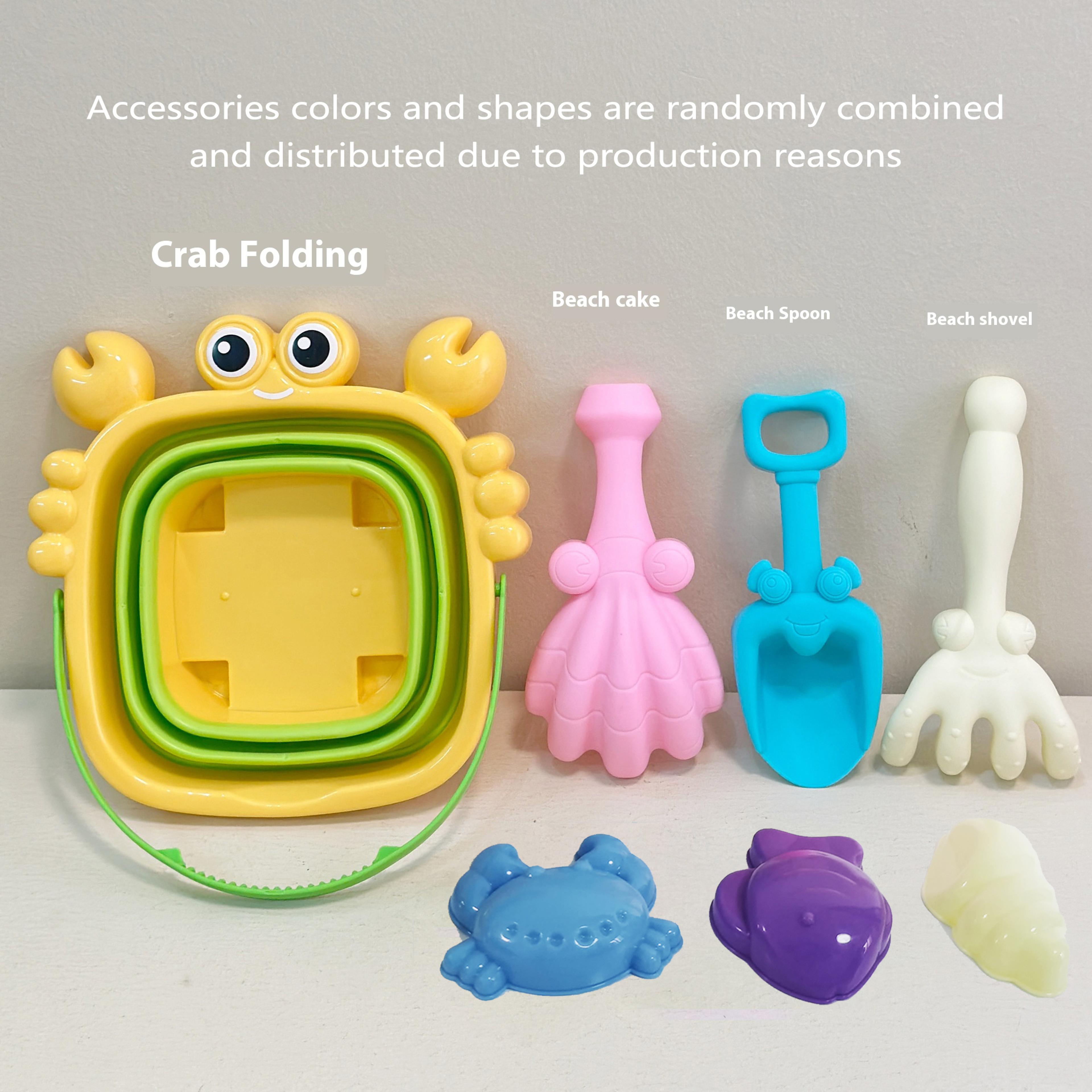 foldable beach bucket set with sand molds & travel friendly kids sand toys