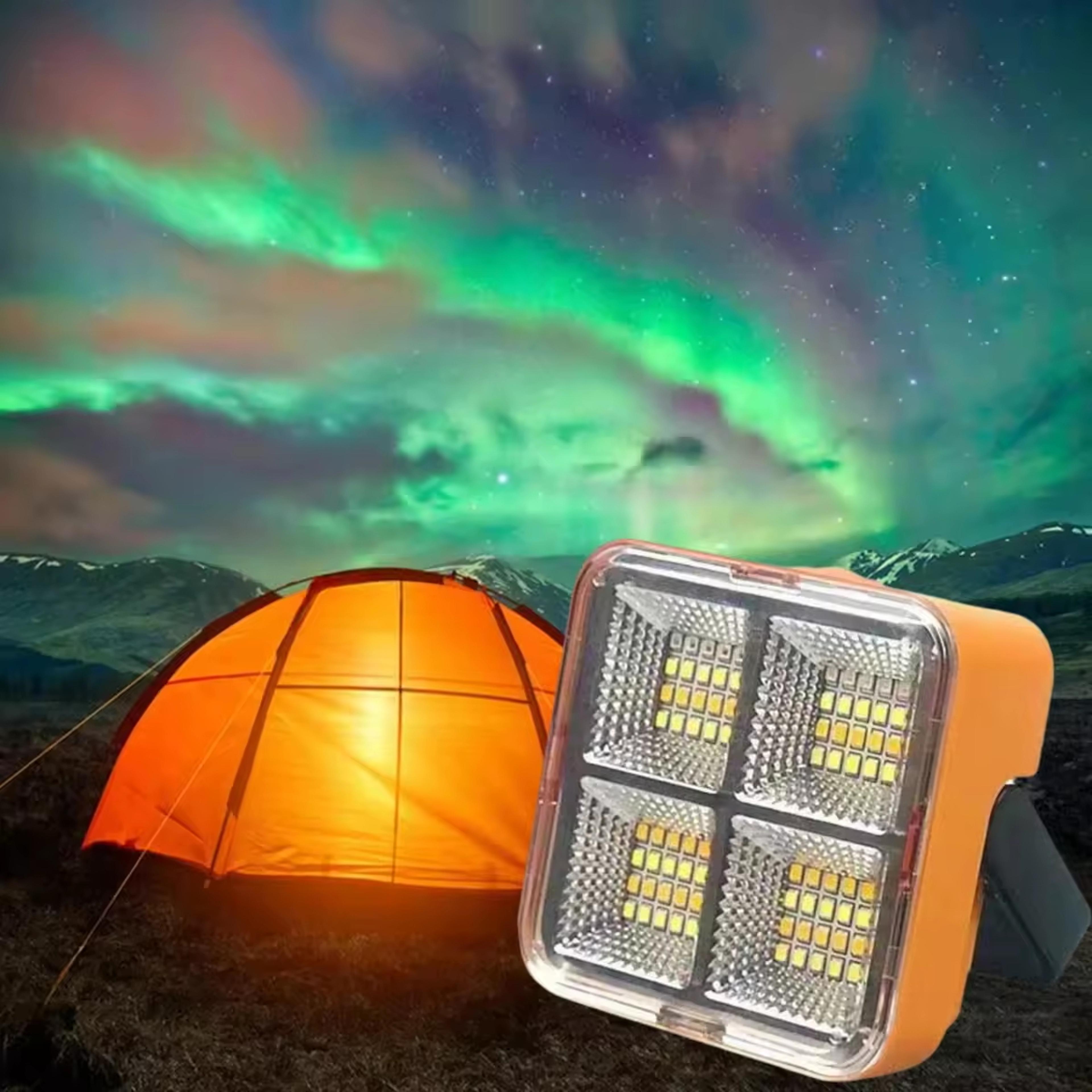 solar rechargeable led camping light with magnetic base portable emergency work light