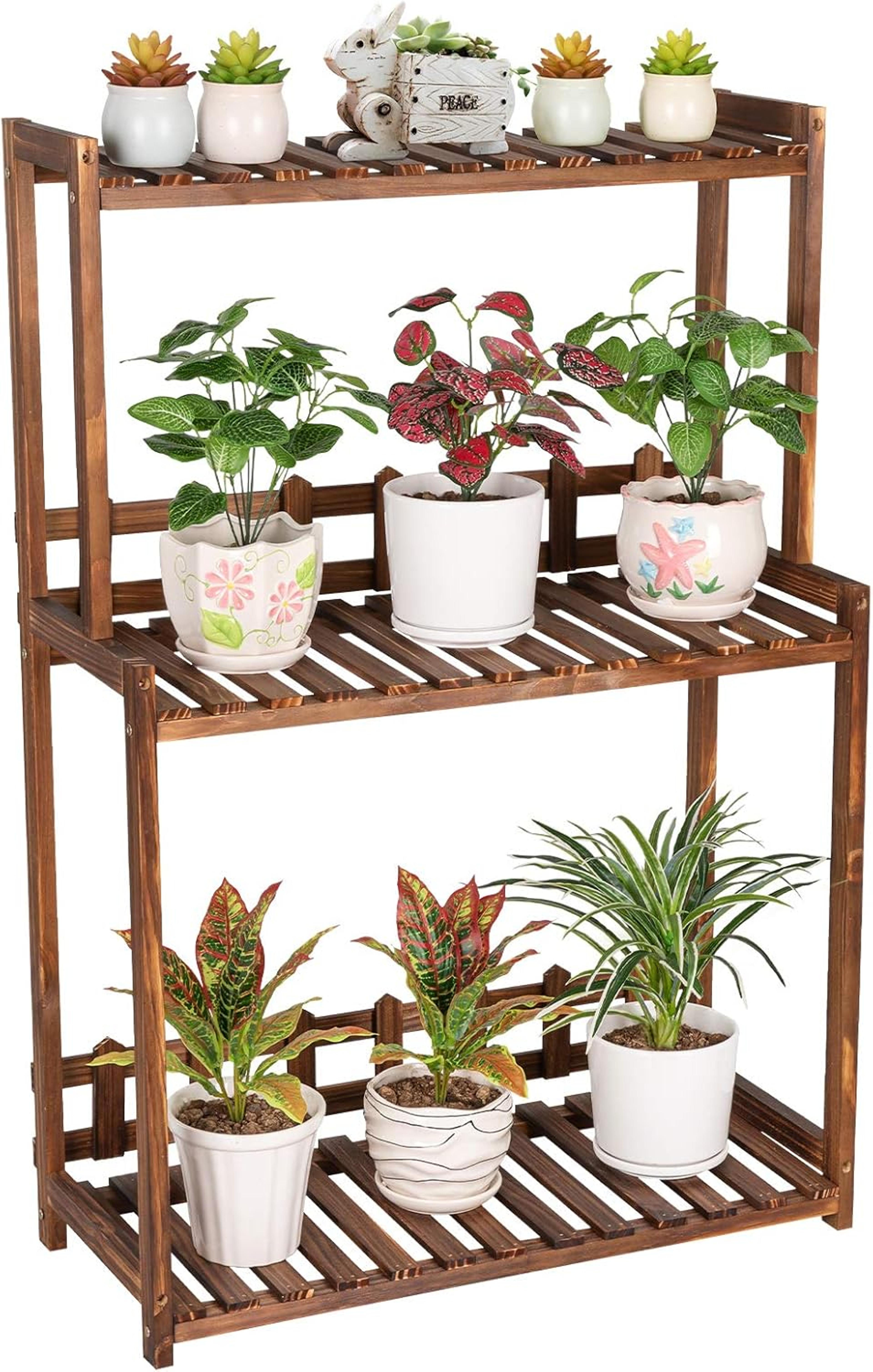 tier wooden plant stand indoor outdoor space saving vertical shelf
