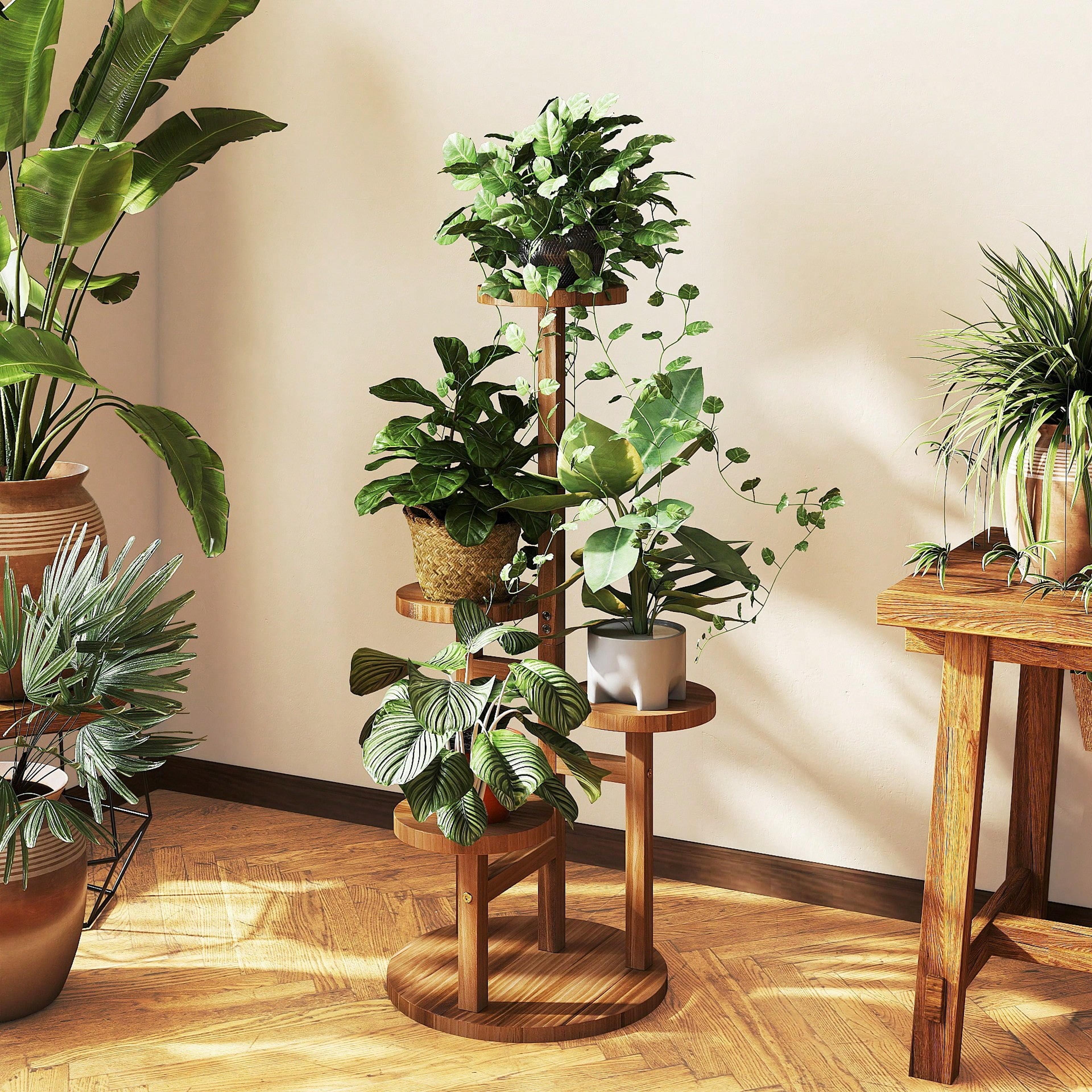 tier wooden plant stand indoor outdoor corner shelf for multiple plants