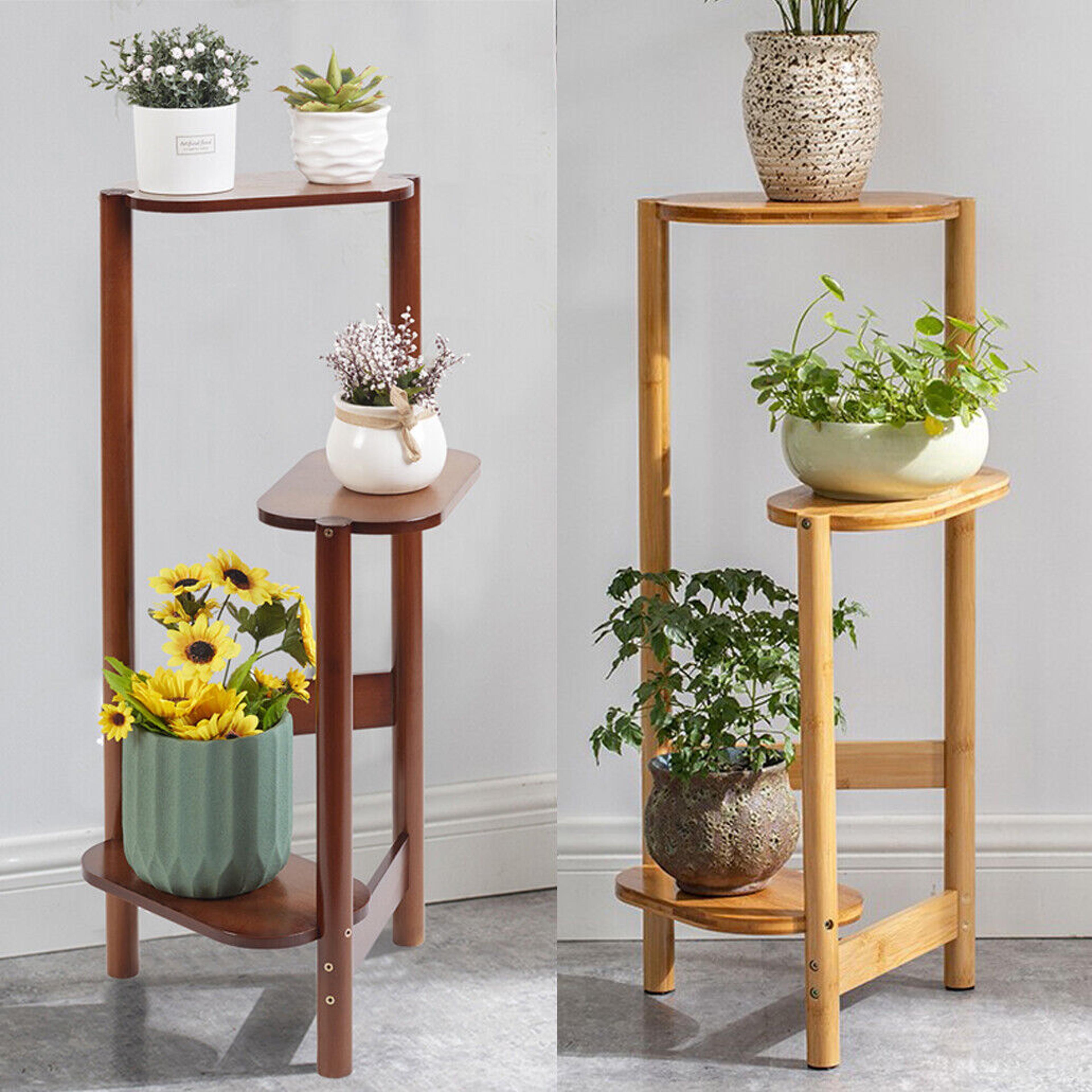 tier bamboo corner plant stand indoor flower shelf space saving display rack