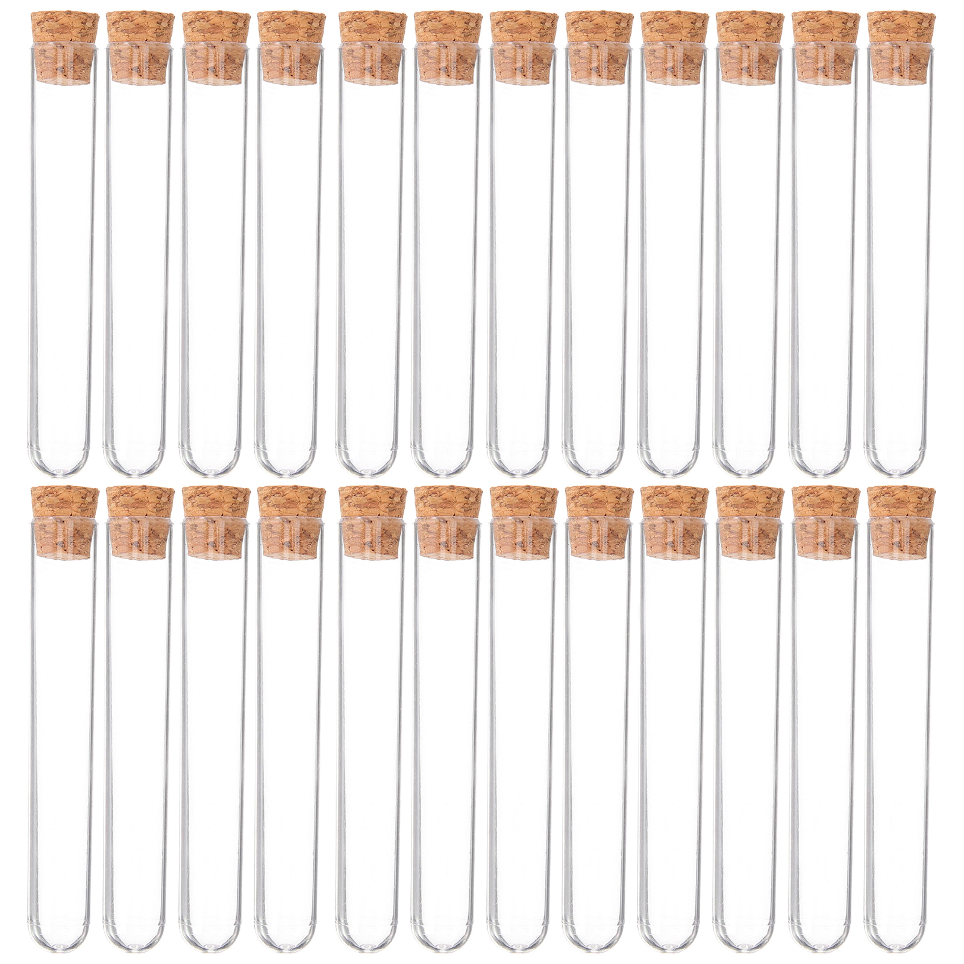 clear plastic test tubes with cork for crafts, storage & mini terrarium displays