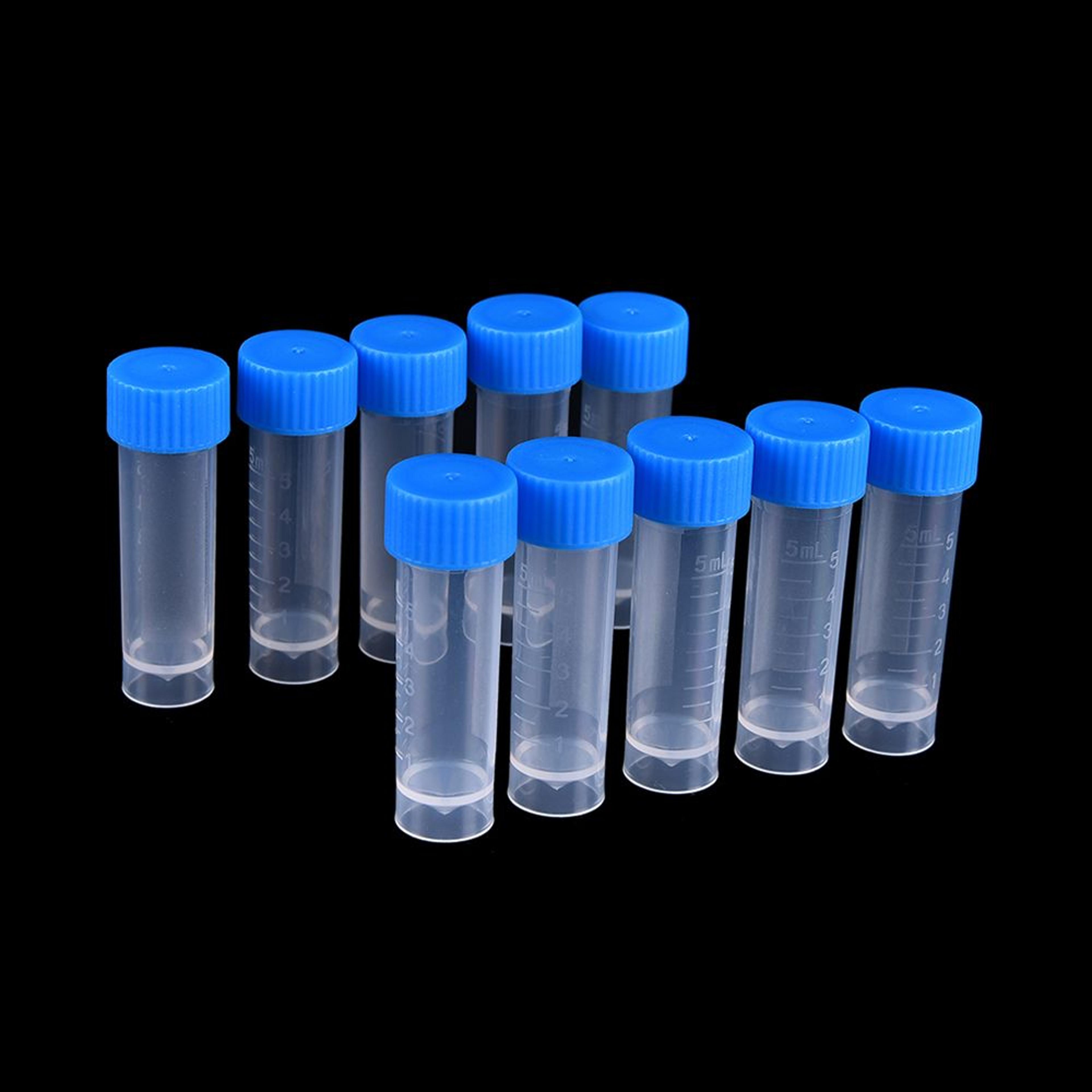 portable plastic test tubes set with caps 5ml leakproof lab containers pack