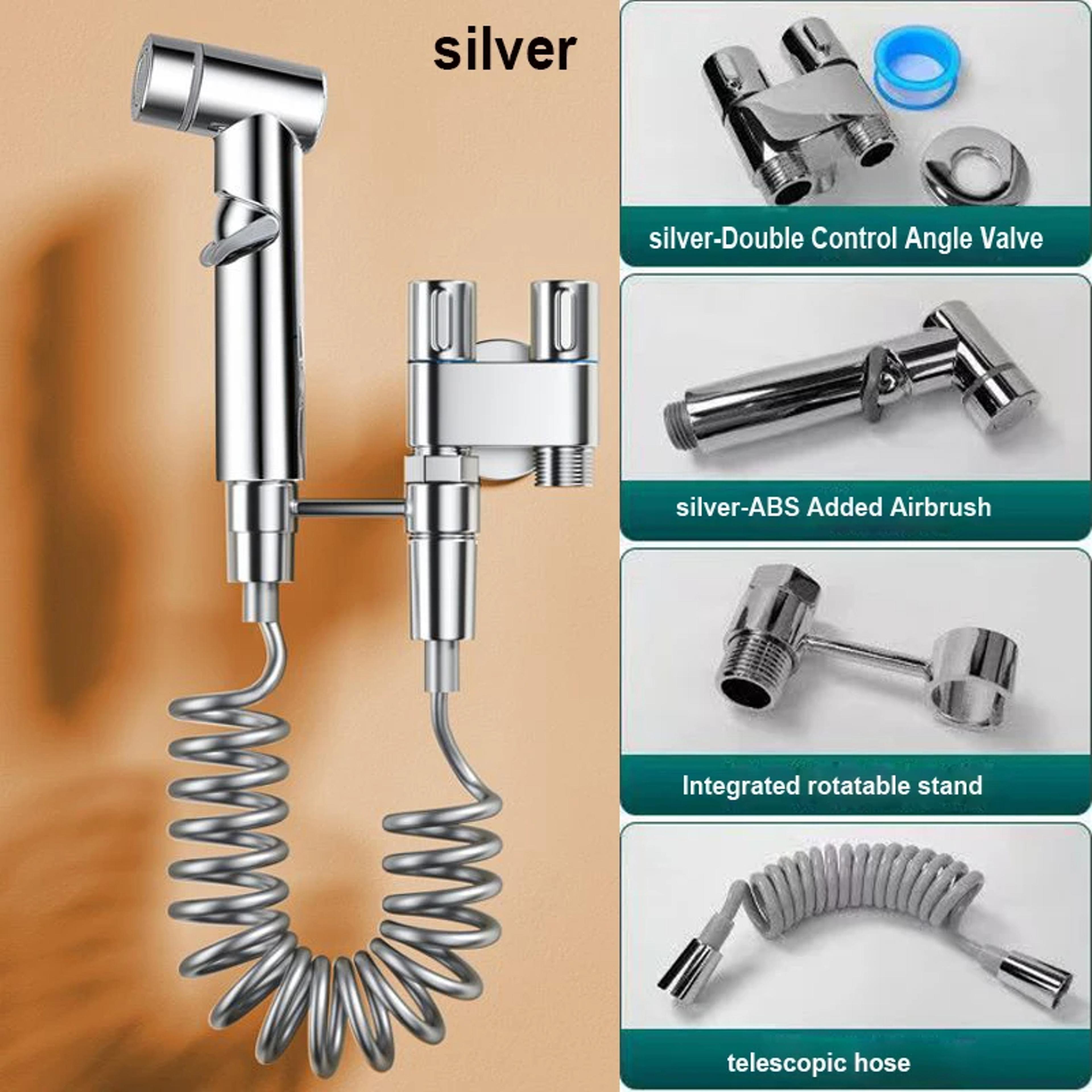 high pressure handheld bidet sprayer set with double outlet valve for bathroom hygiene