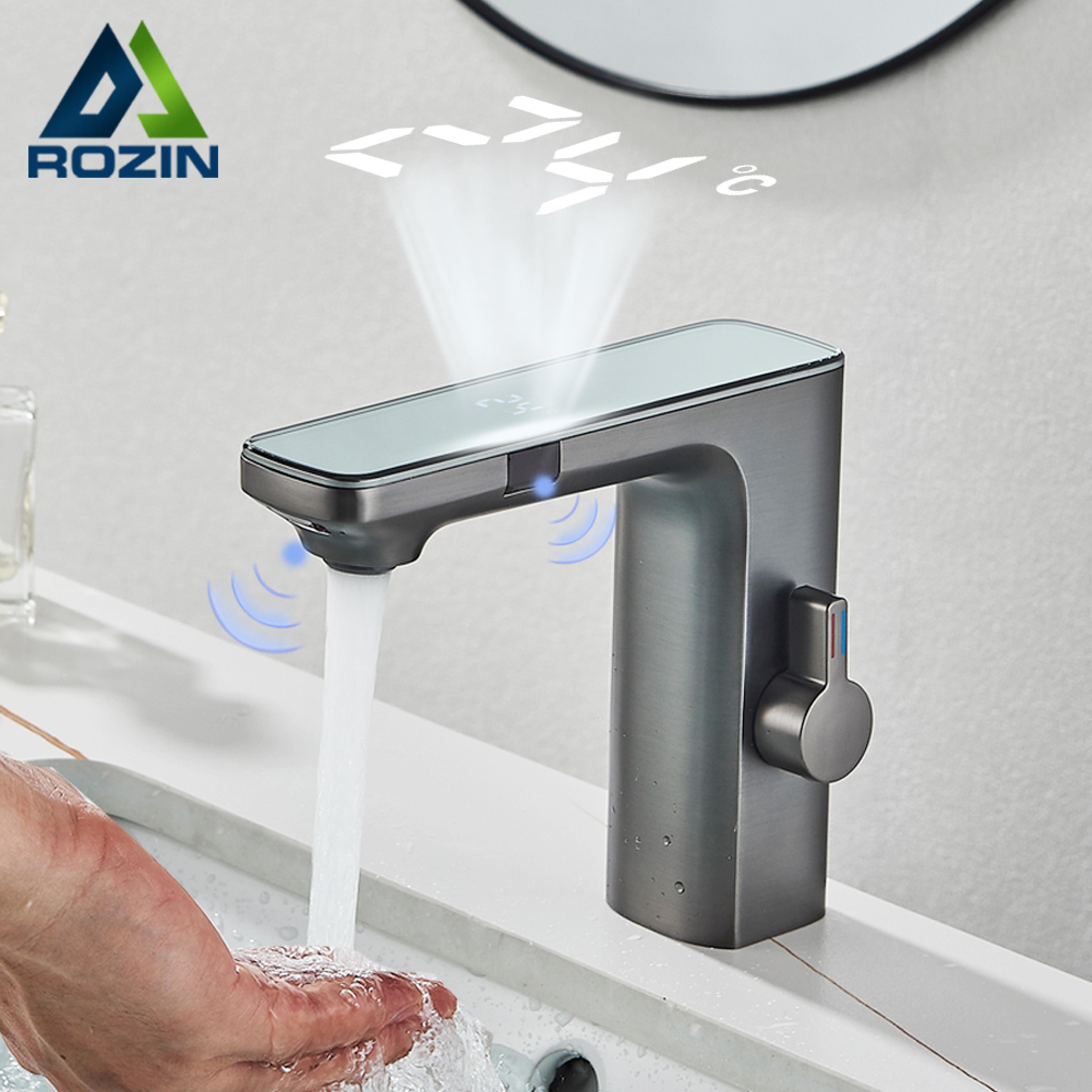 smart touchless sensor faucet with digital display hot cold mixer