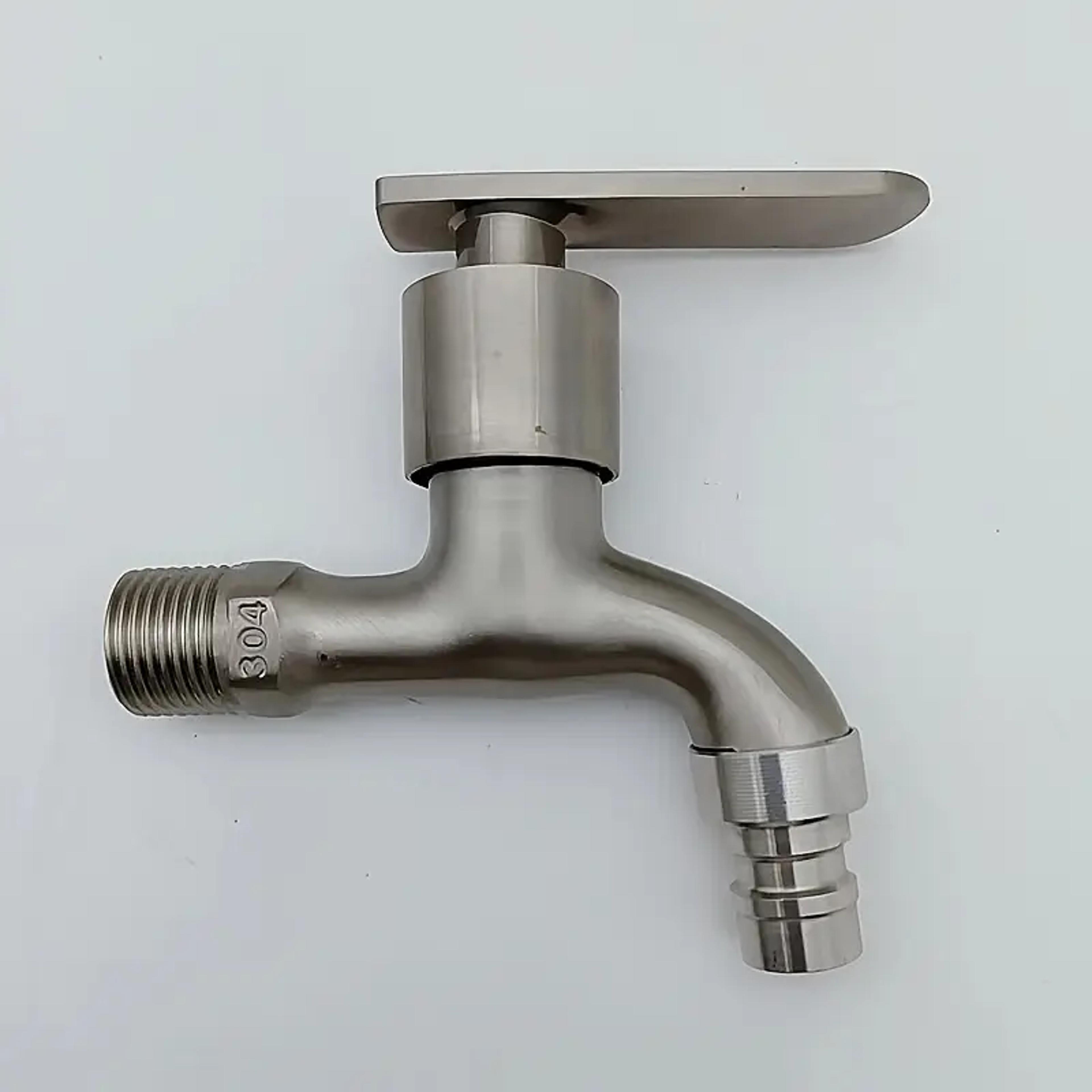 stainless steel dual outlet faucet with ceramic valve for bathroom and utility use