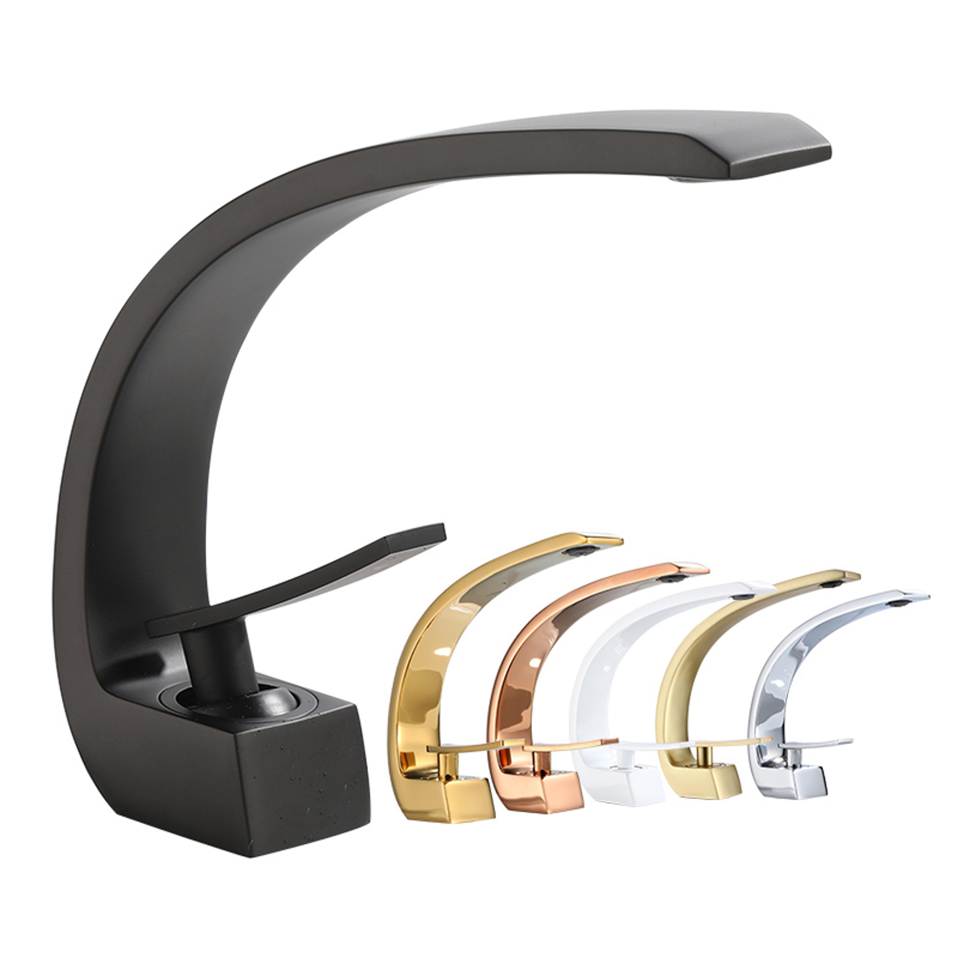 modern waterfall bathroom faucet black gold single handle basin mixer tap