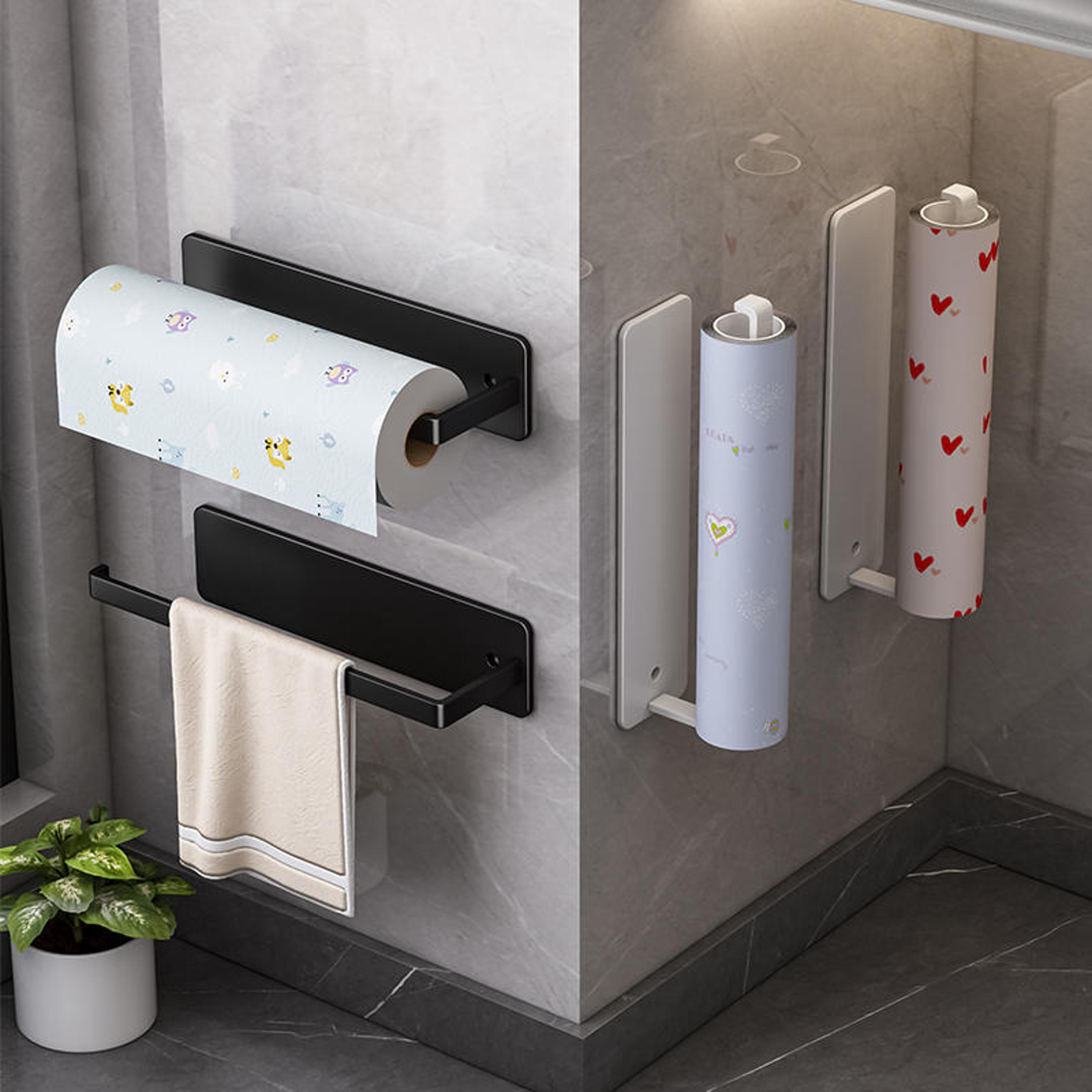 wall mounted paper towel holder no drill kitchen organizer rack
